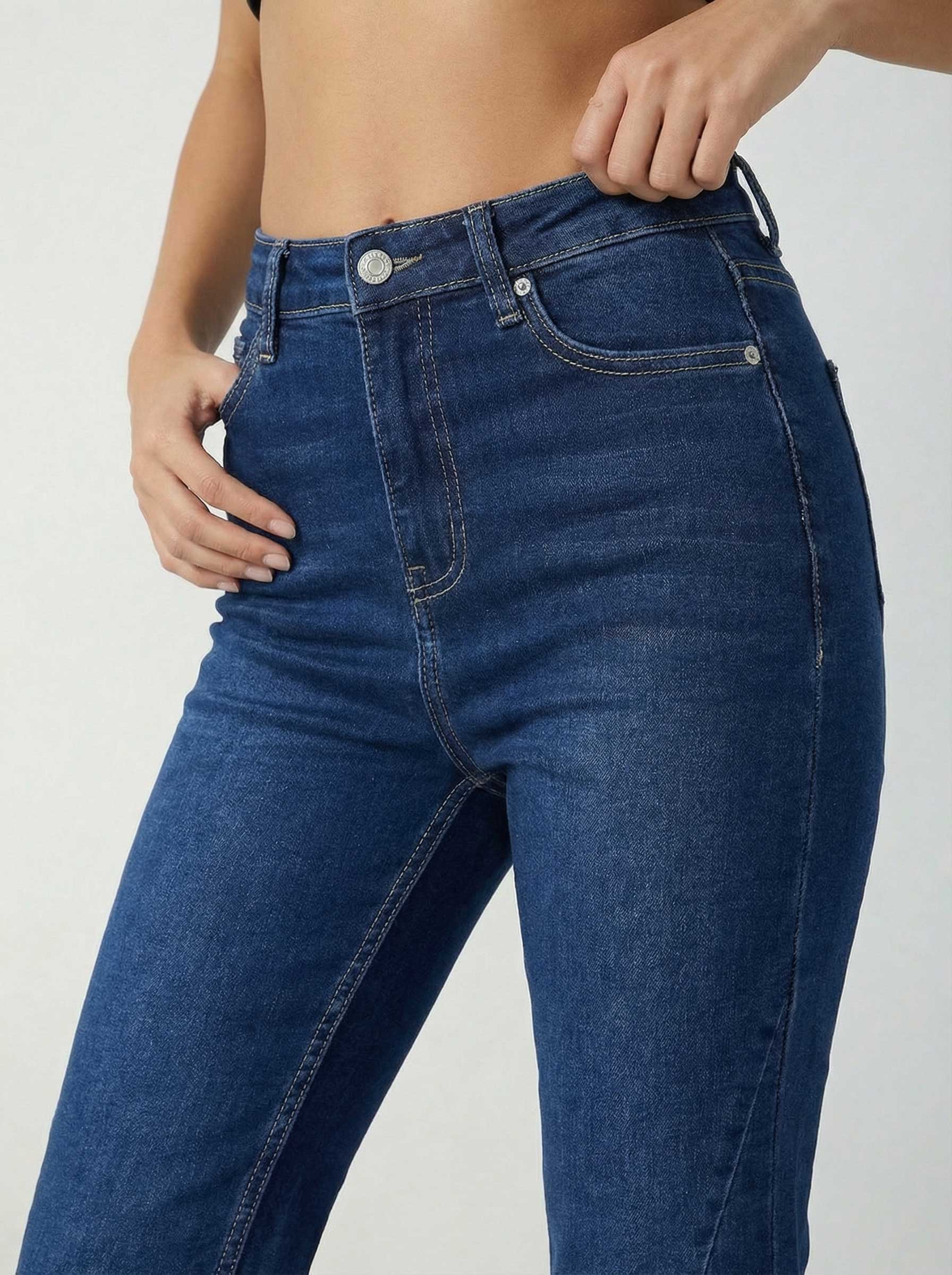 Super Flare – High-Waist Ocean Blue Jeans flare CIZARO - Cizaro Jeans