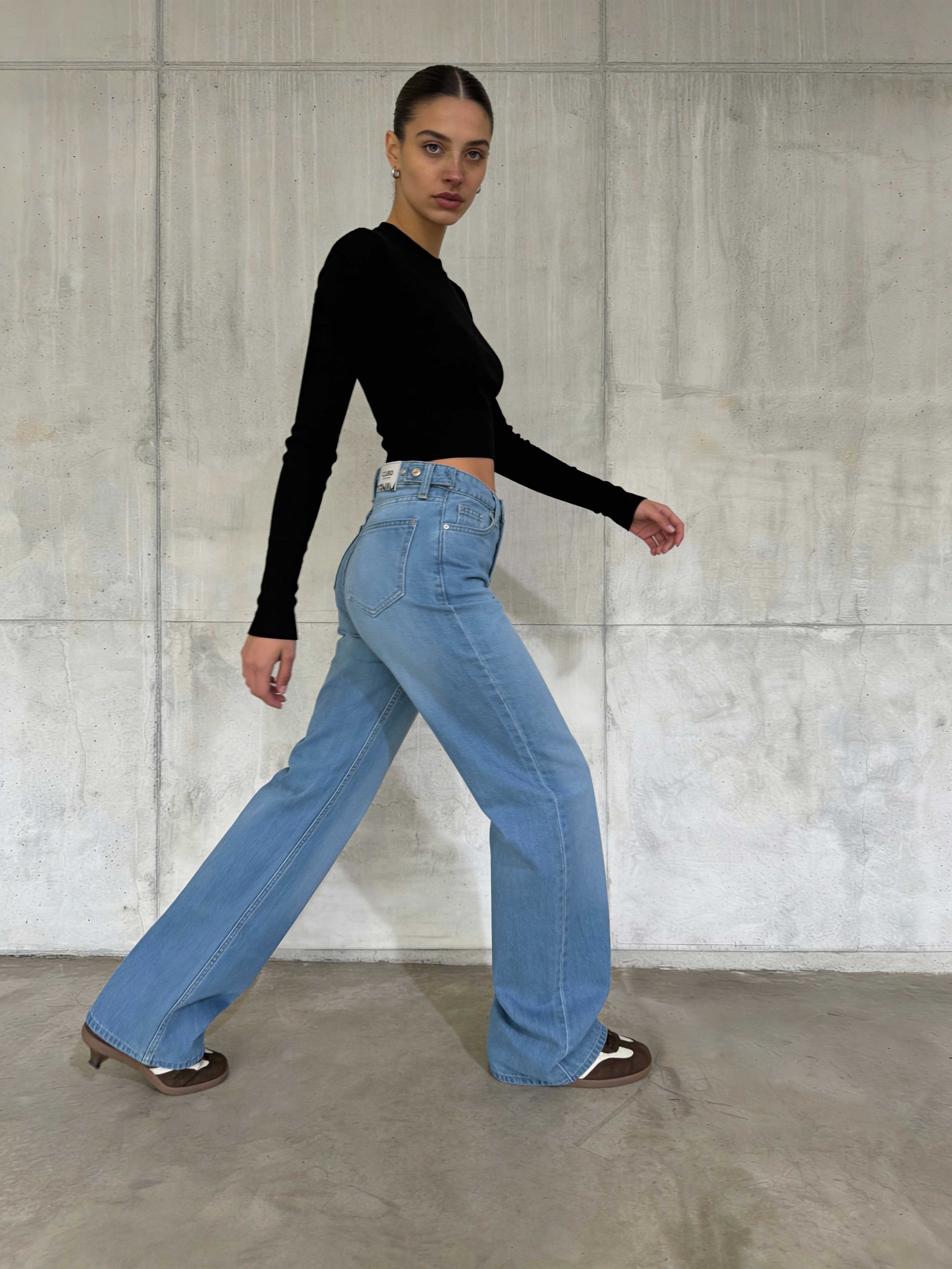 Straight – Mid-Rise Powder Blue Jeans straight CIZARO - Cizaro Jeans