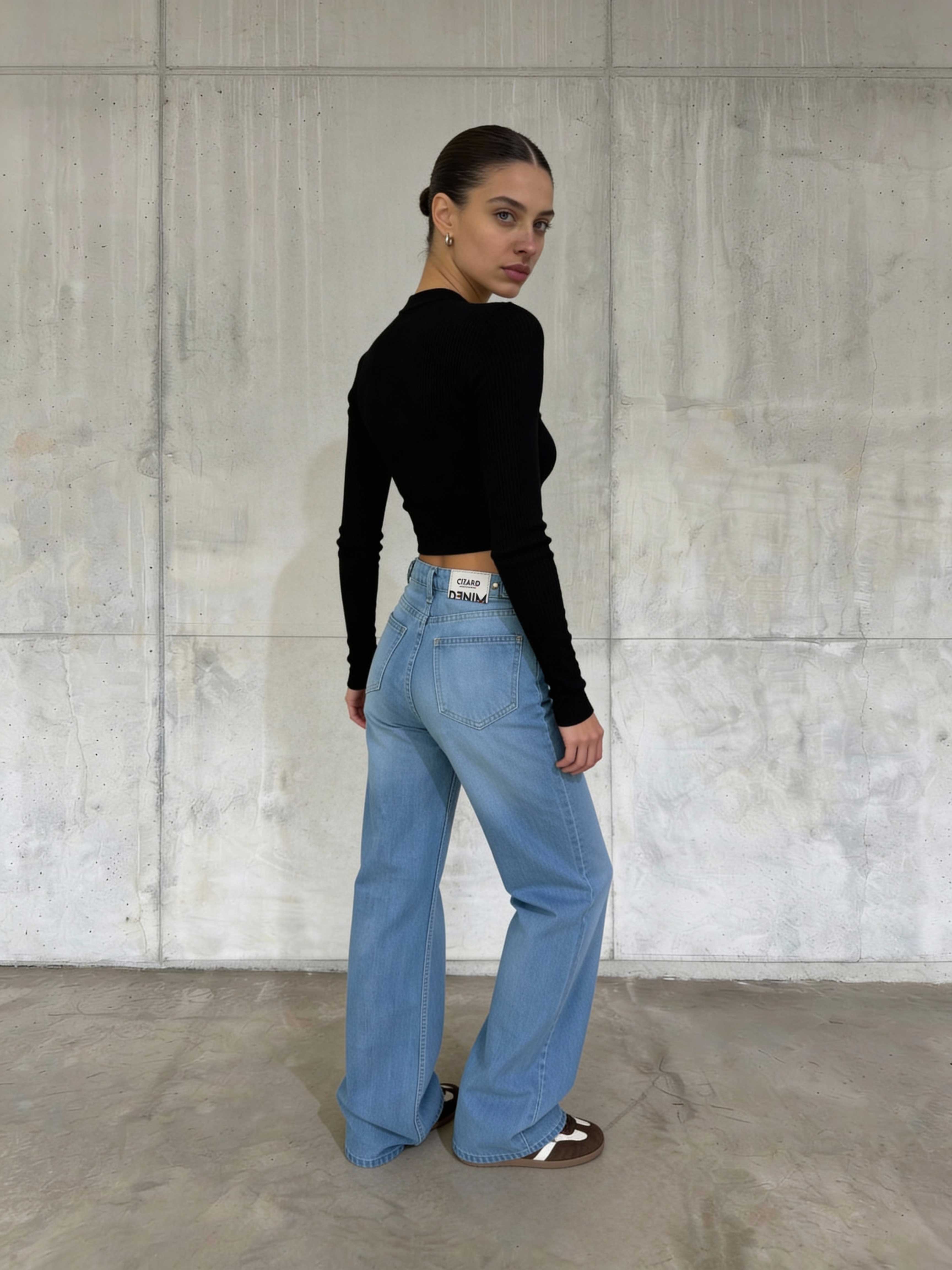 Straight – Mid-Rise Powder Blue Jeans straight CIZARO - Cizaro Jeans