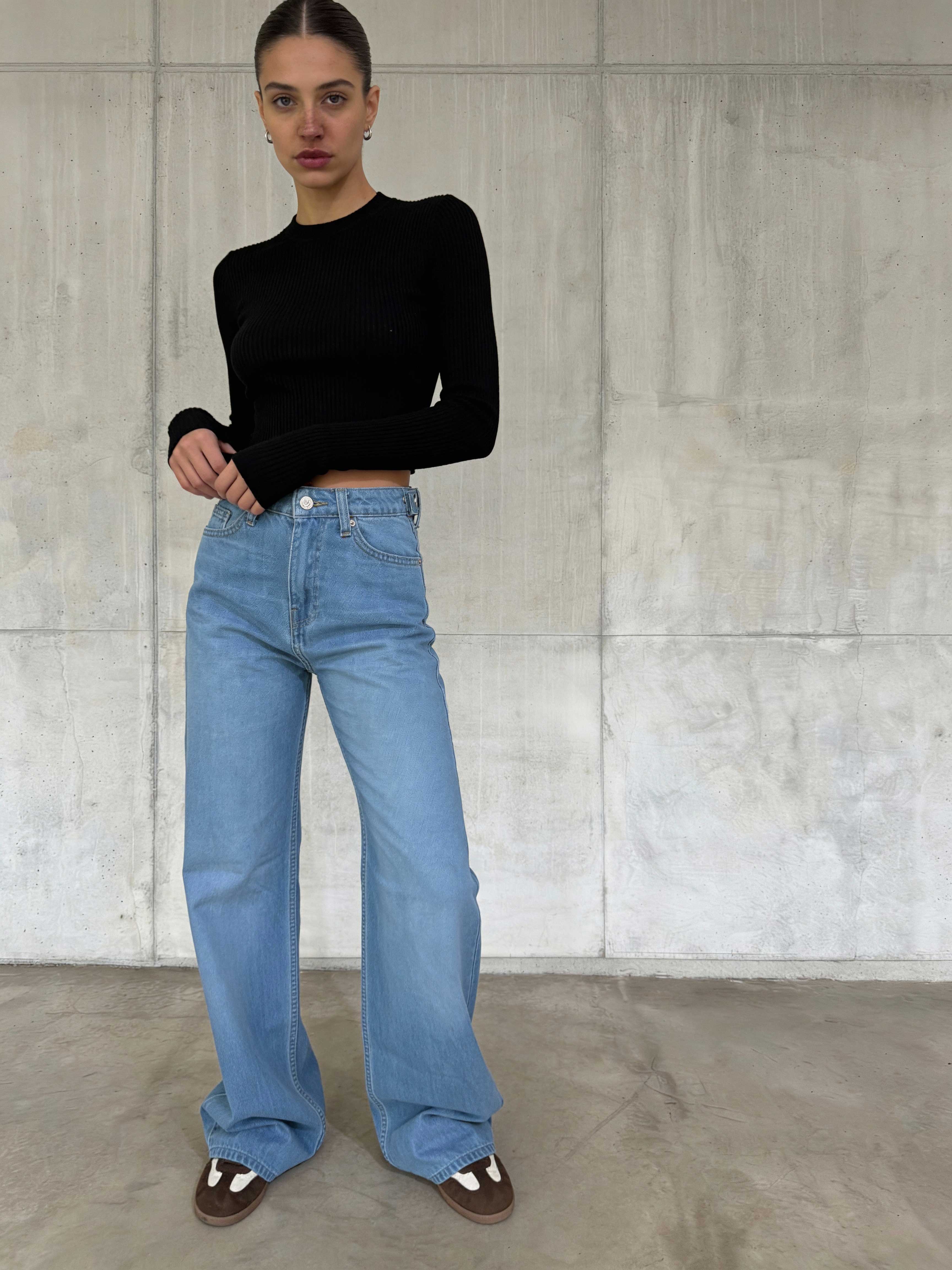 Straight – Mid-Rise Powder Blue Jeans straight CIZARO - Cizaro Jeans