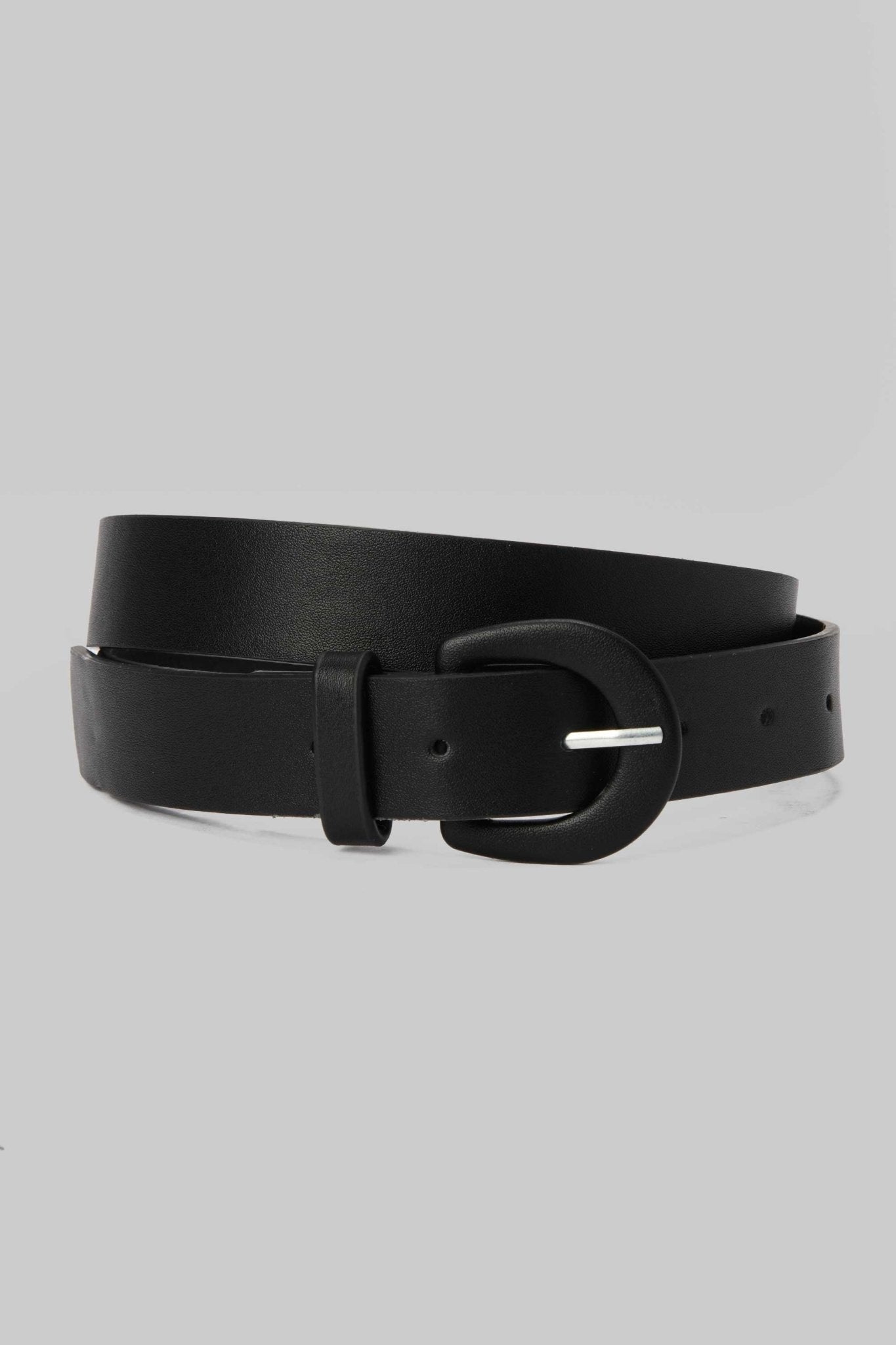 Belt | Black Minimal Rounded Buckle Belt CZBELT - Cizaro Jeans
