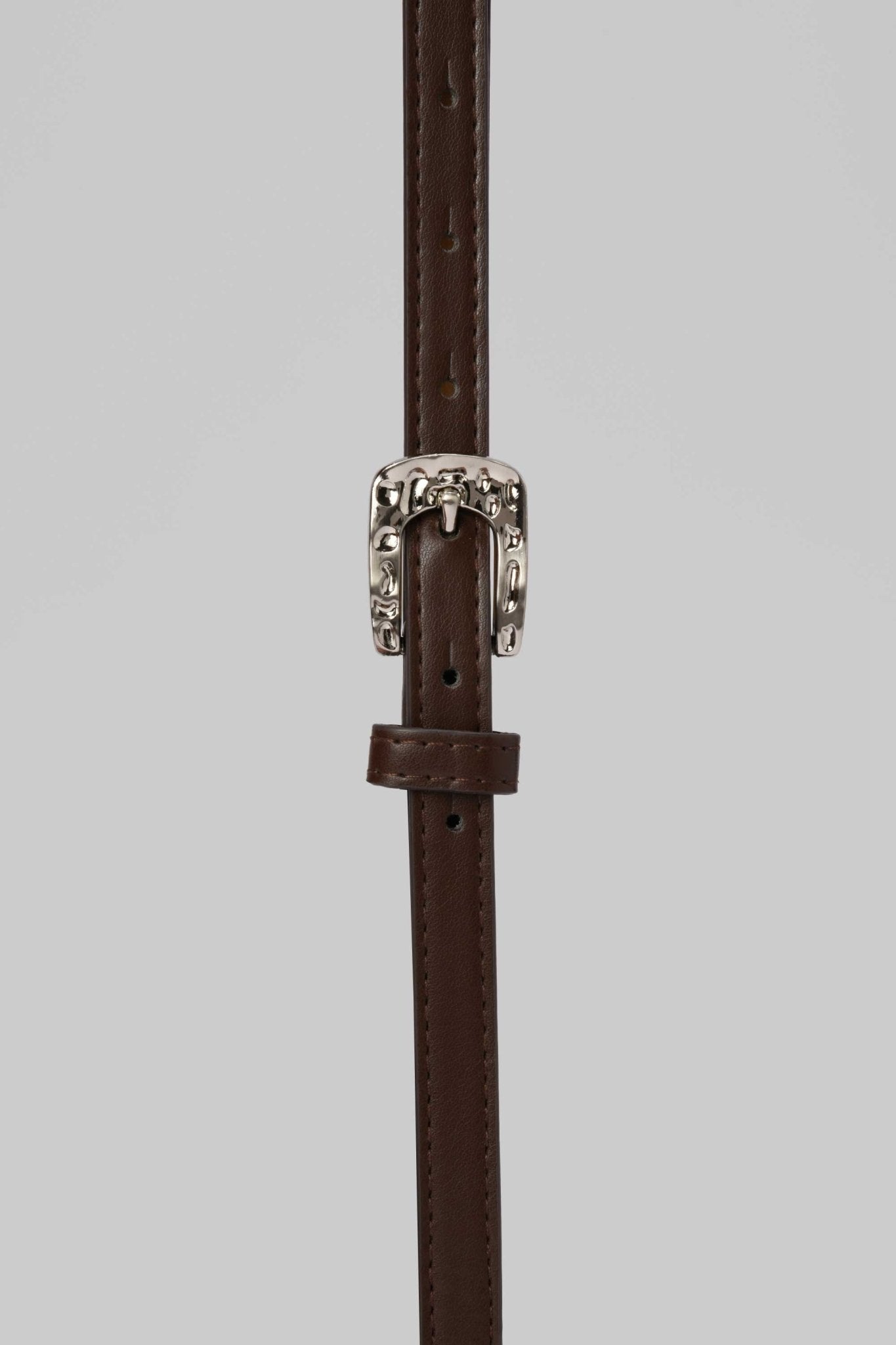 Belt | Brown Western-Stitch Slim Belt Belt CZBELT - Cizaro Jeans