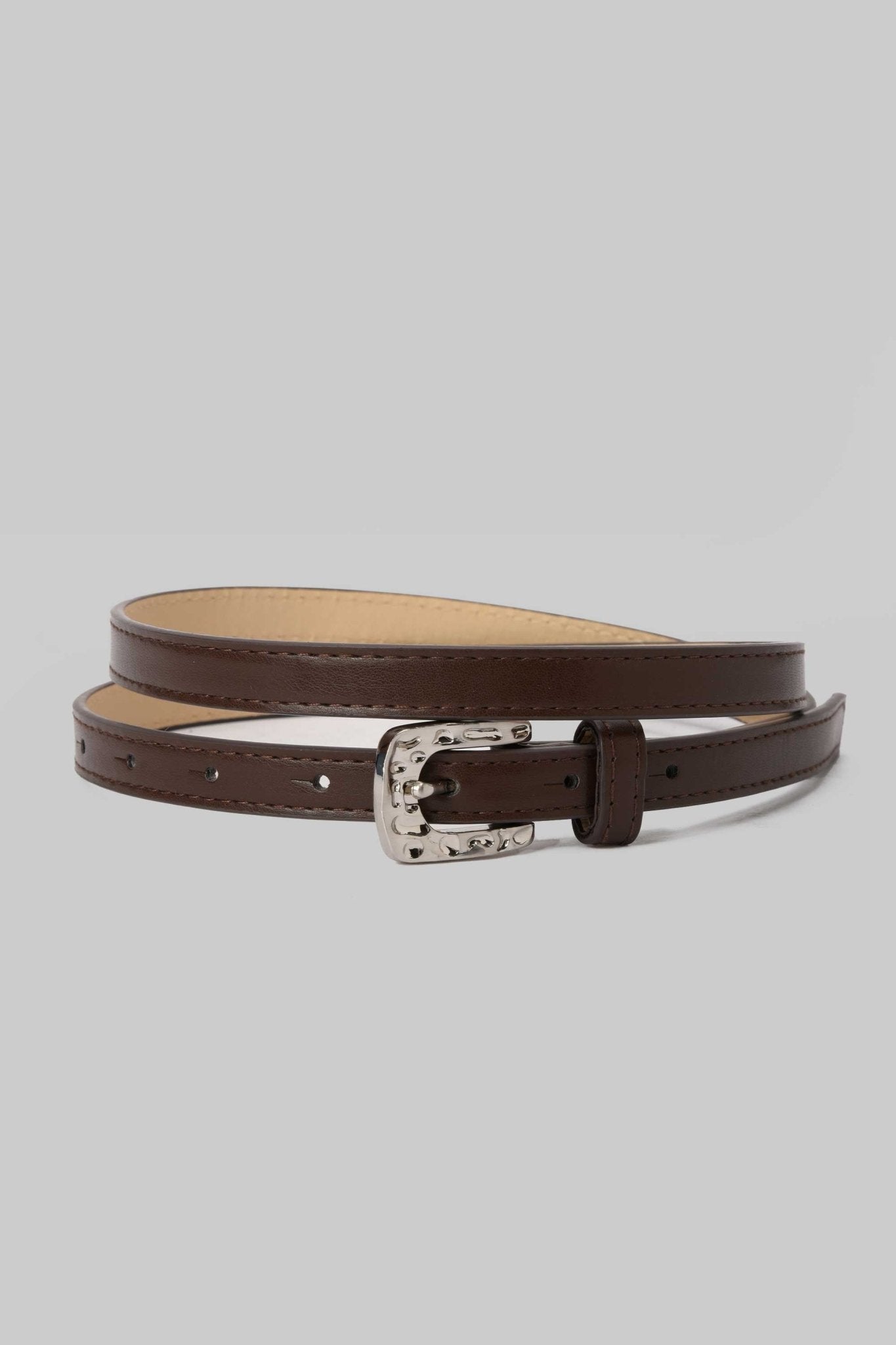 Belt | Brown Western-Stitch Slim Belt Belt CZBELT - Cizaro Jeans