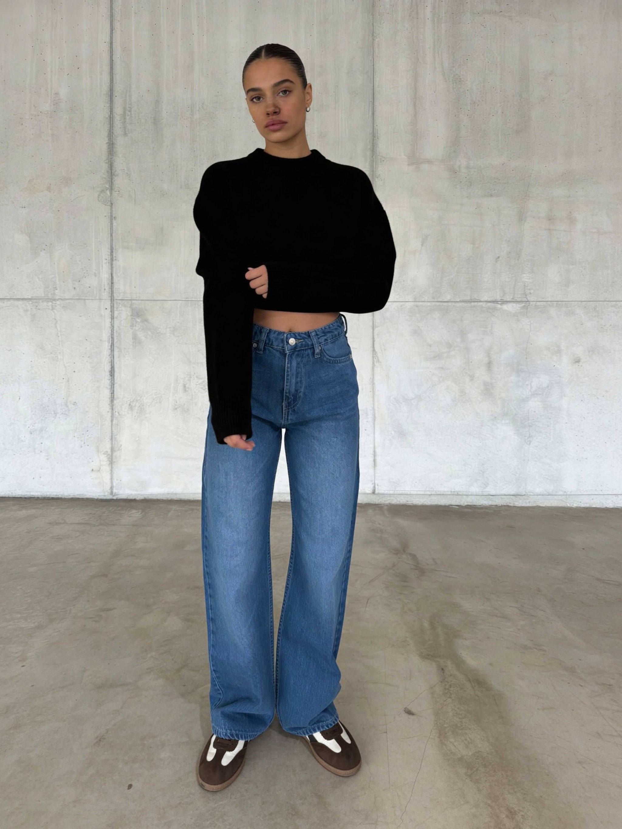 Wide Leg – High-Waist Mid Blue Jeans wide legg CIZARO - Cizaro Jeans