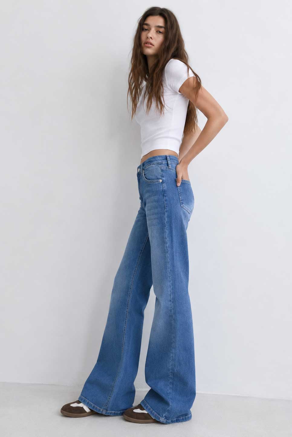 Flare – High-Waist Powder Blue Jeans Flare CIZARO - Cizaro Jeans