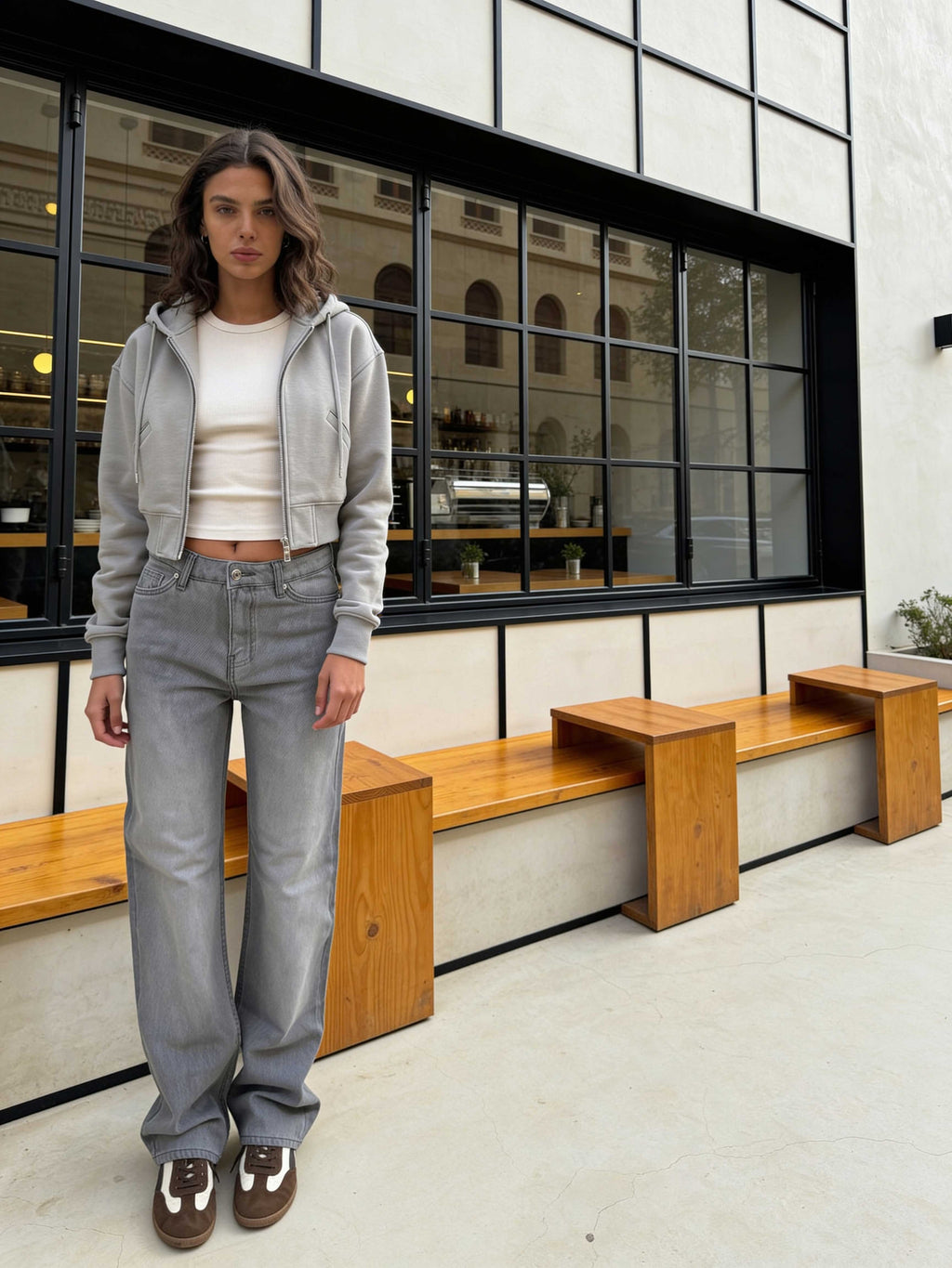 Straight High-Waist Light Grey Jeans straight CIZARO - Cizaro Jeans