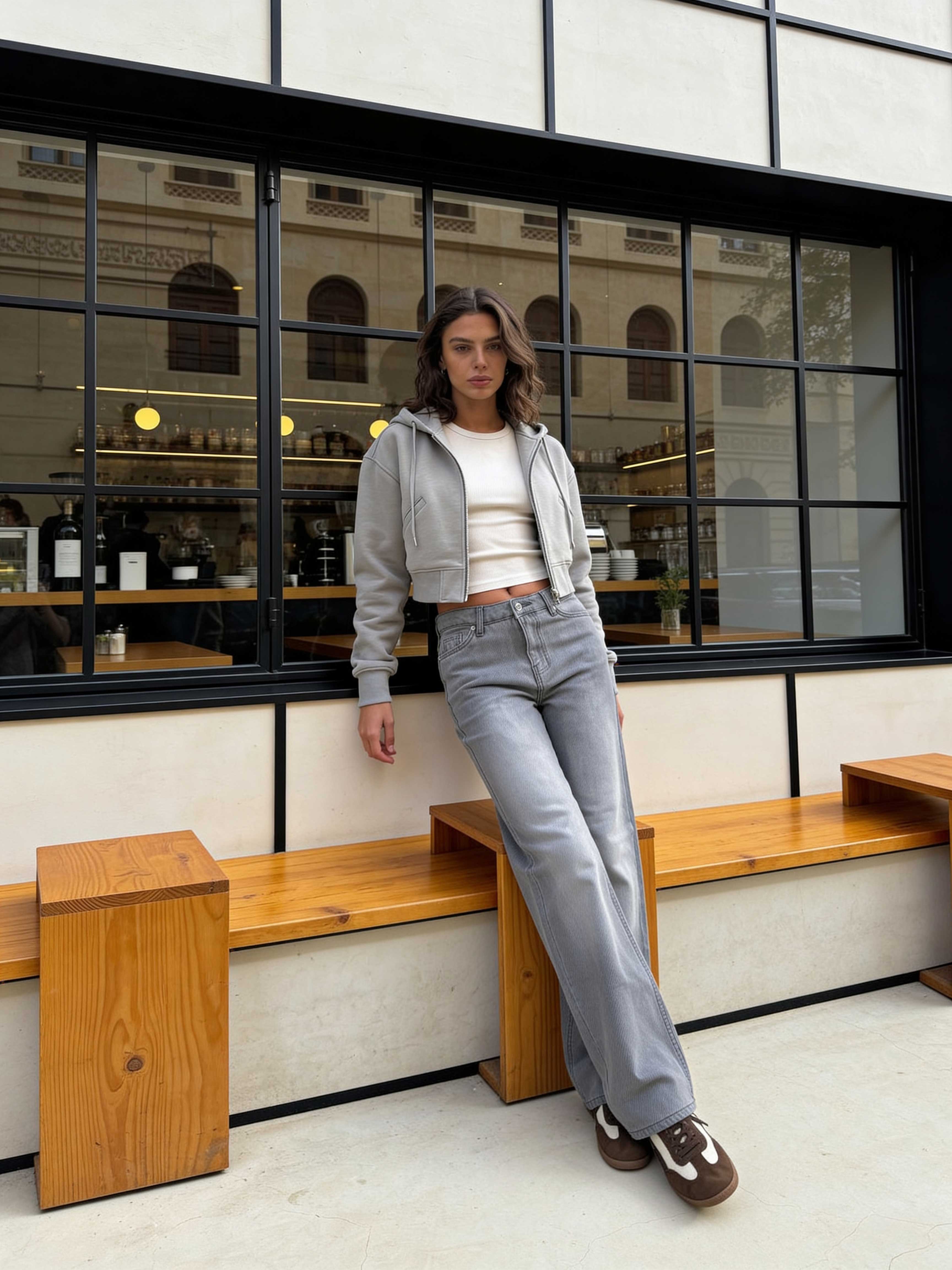 Straight High-Waist Light Grey Jeans straight CIZARO - Cizaro Jeans