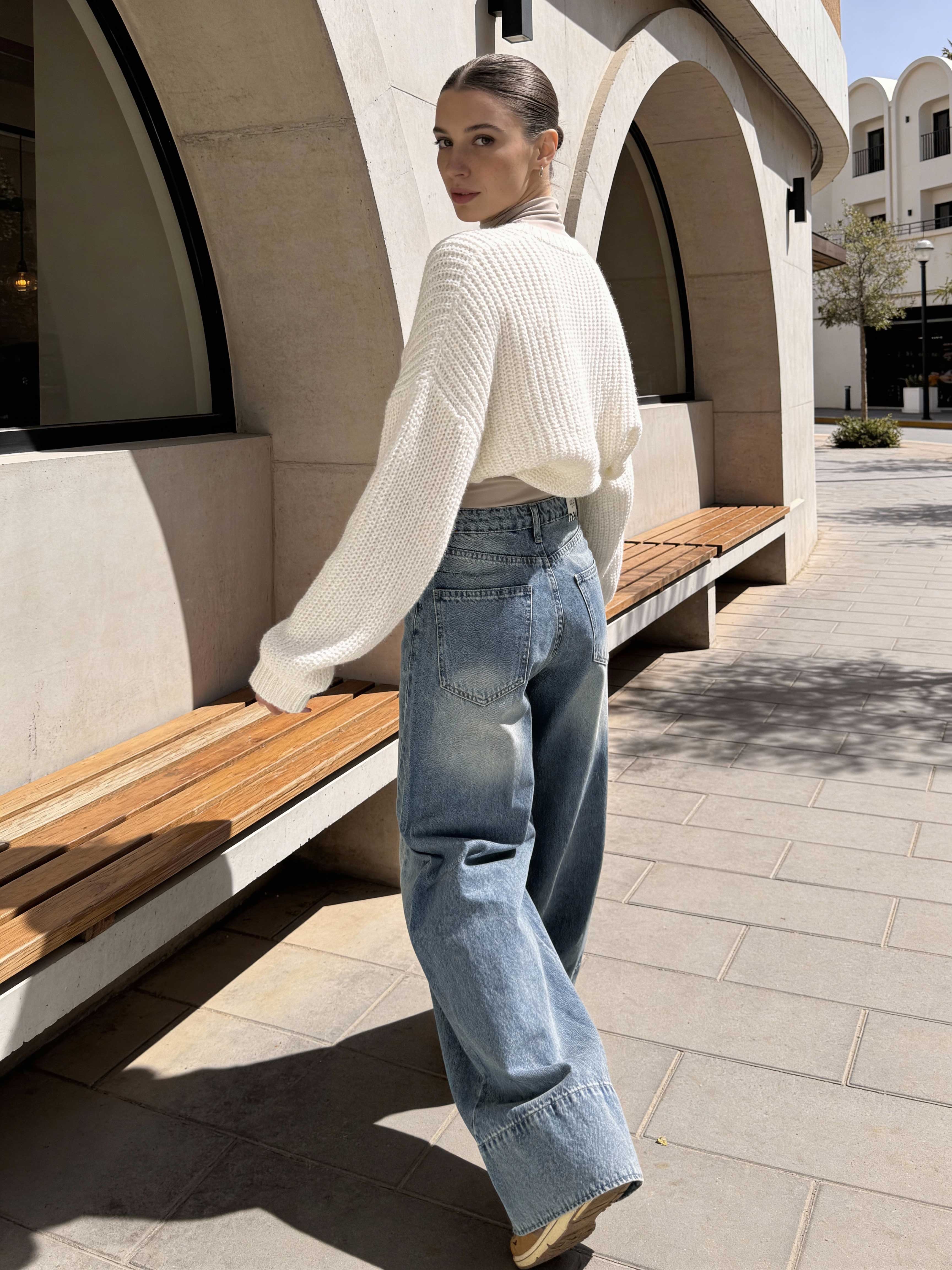 Extreme Wide Leg – High-Waist Light Vintage Blue Jeans wide legg CIZARO - Cizaro Jeans