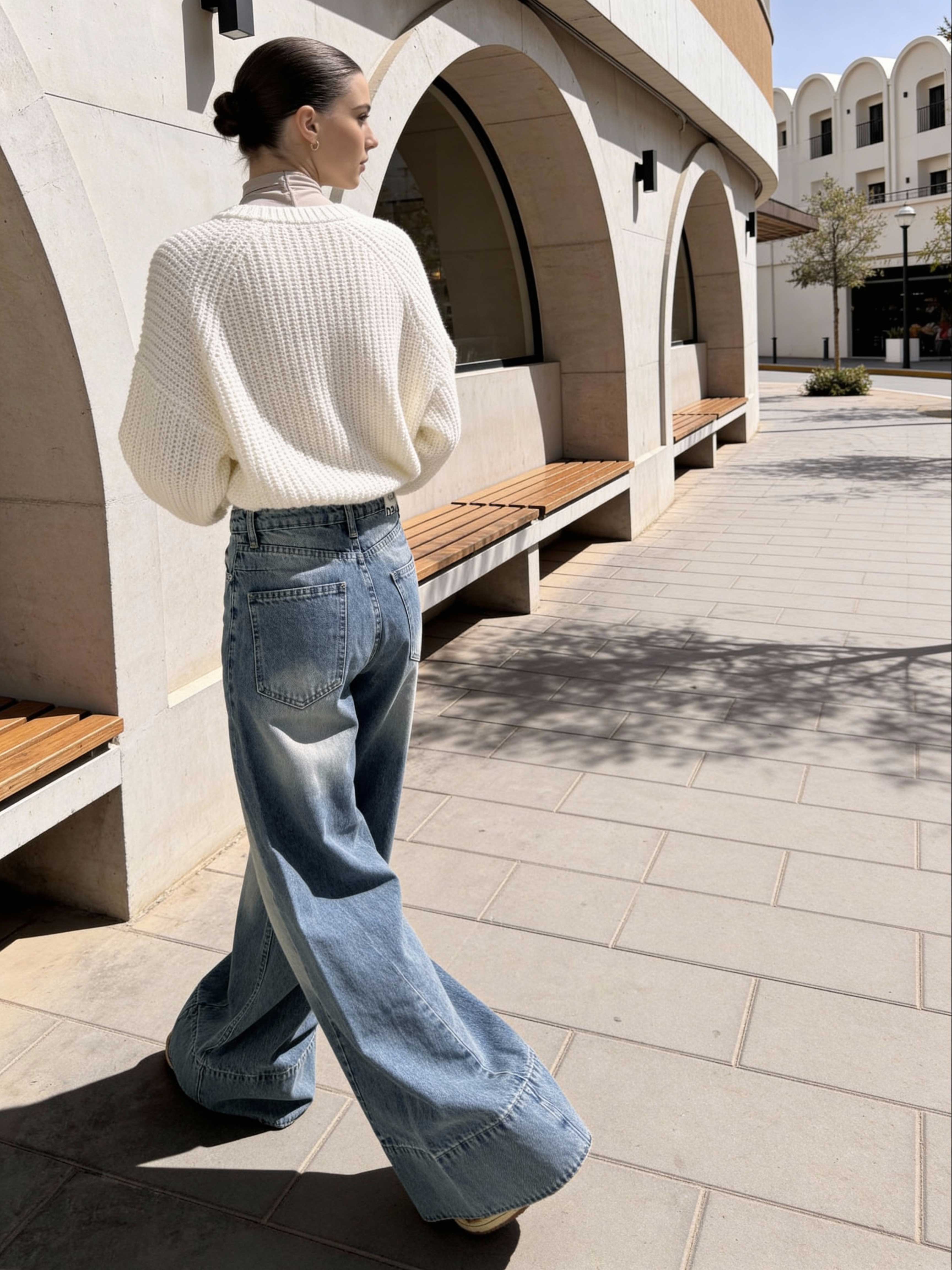 Extreme Wide Leg – High-Waist Light Vintage Blue Jeans wide legg CIZARO - Cizaro Jeans