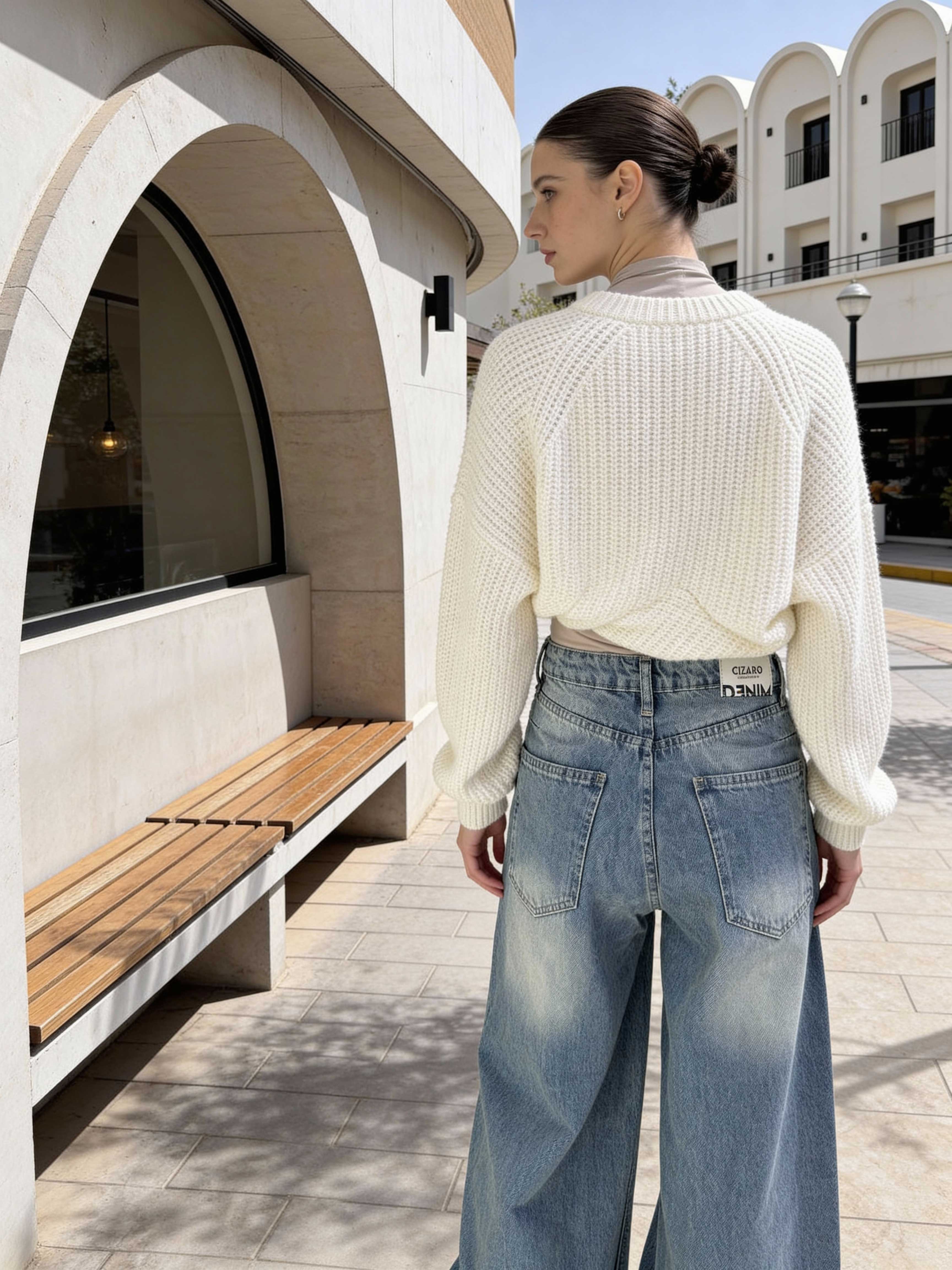 Extreme Wide Leg – High-Waist Light Vintage Blue Jeans wide legg CIZARO - Cizaro Jeans