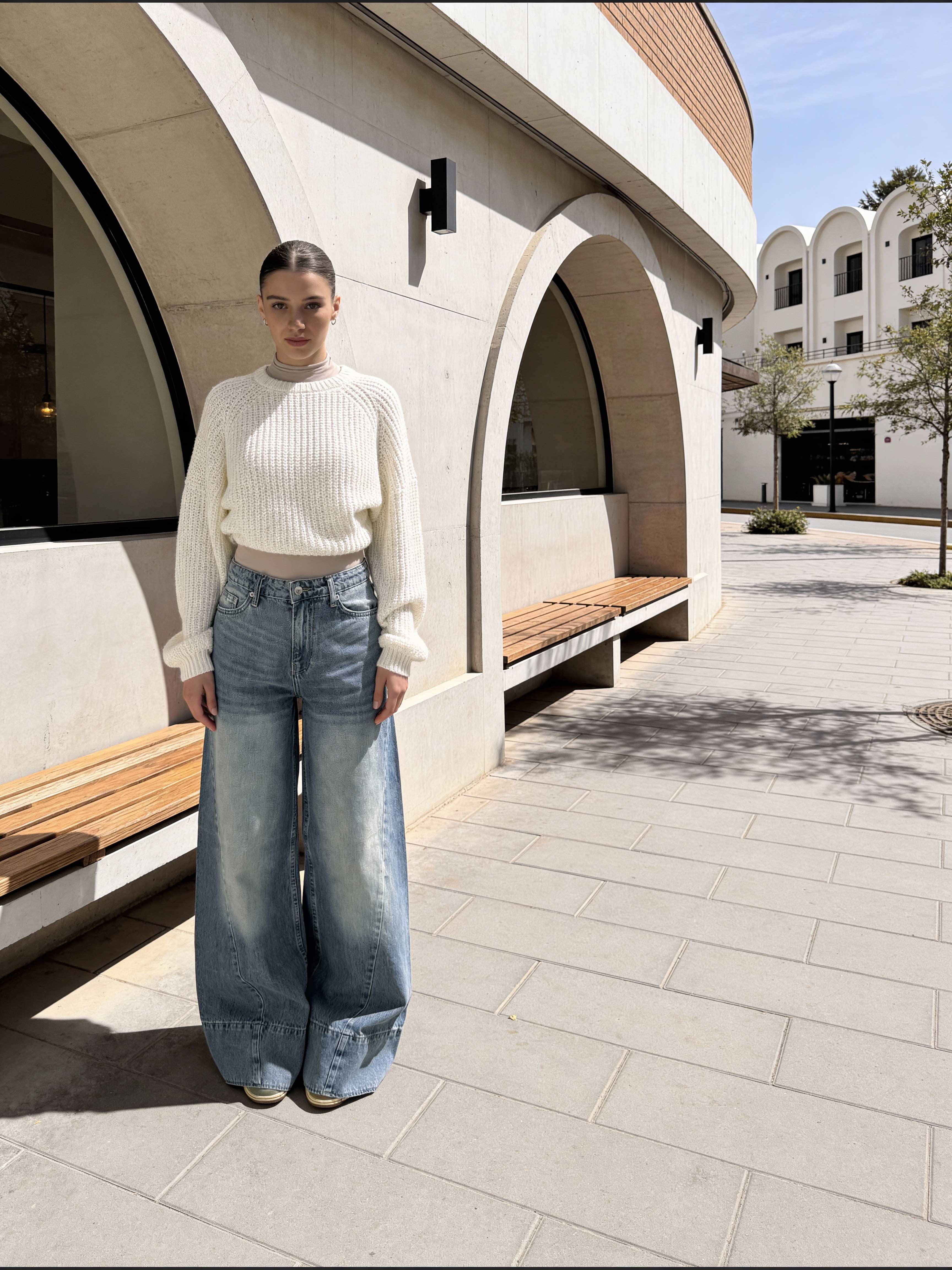 Extreme Wide Leg – High-Waist Light Vintage Blue Jeans wide legg CIZARO - Cizaro Jeans