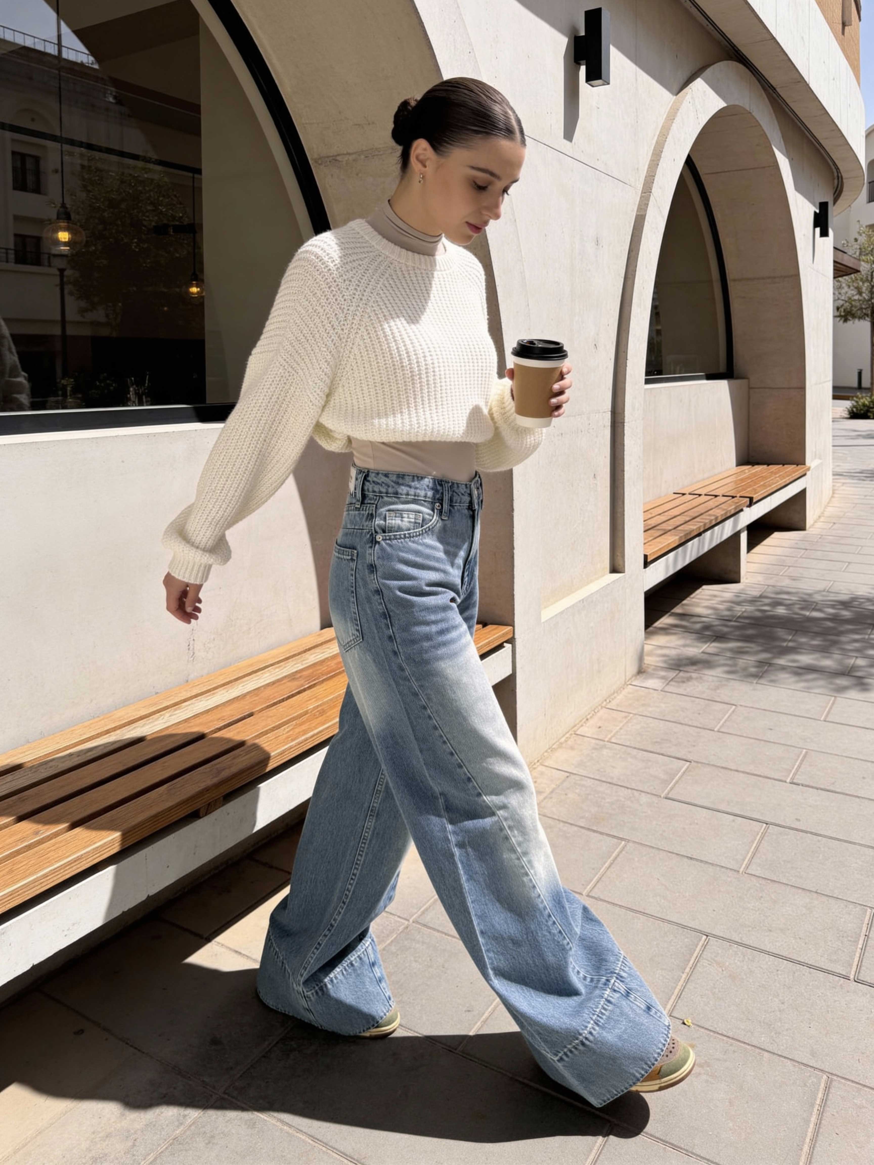 Extreme Wide Leg – High-Waist Light Vintage Blue Jeans wide legg CIZARO - Cizaro Jeans