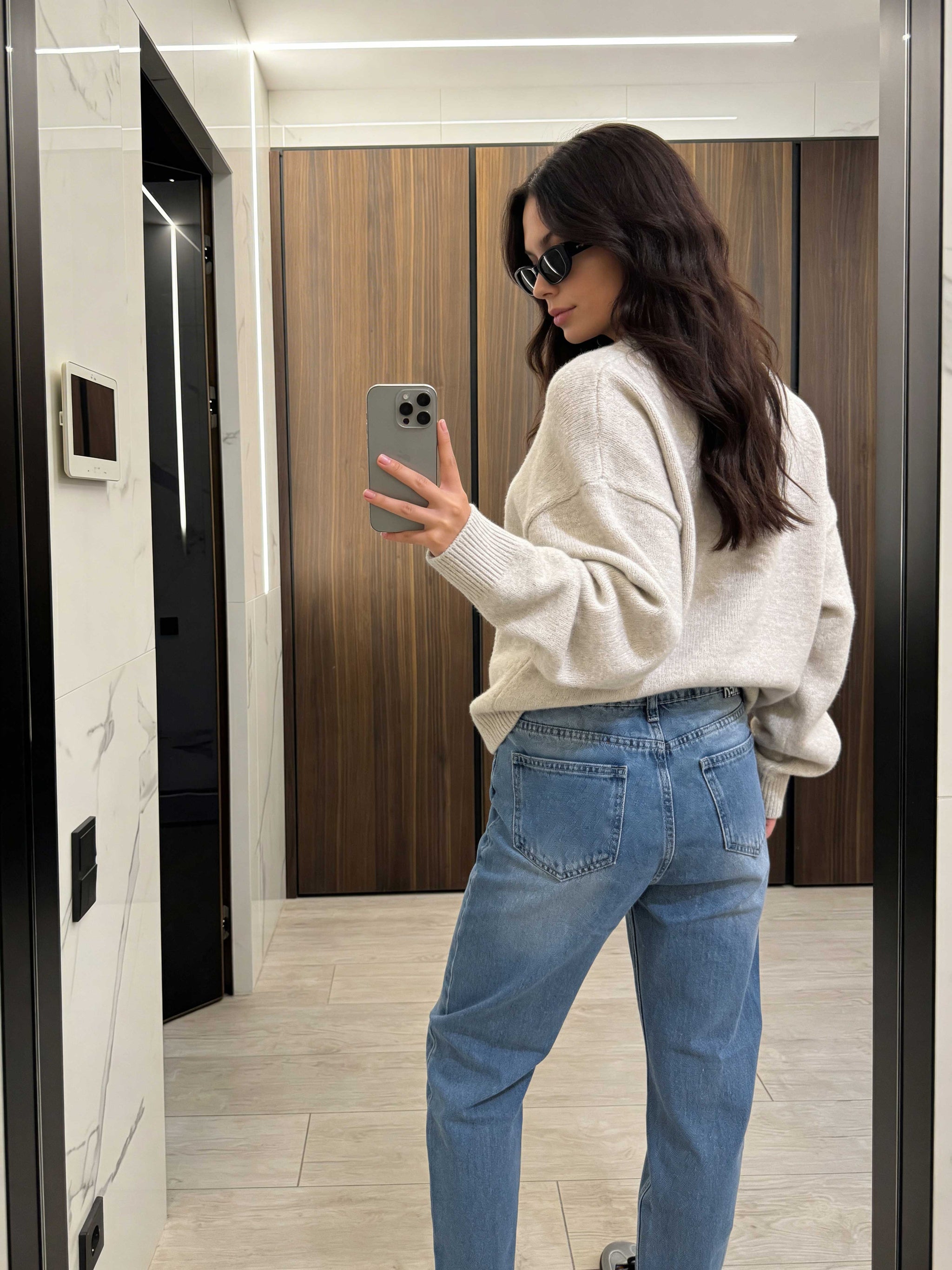 Mom Fit - High-Waist Mid Blue Washed Jeans Mom fit CIZARO - Cizaro Jeans