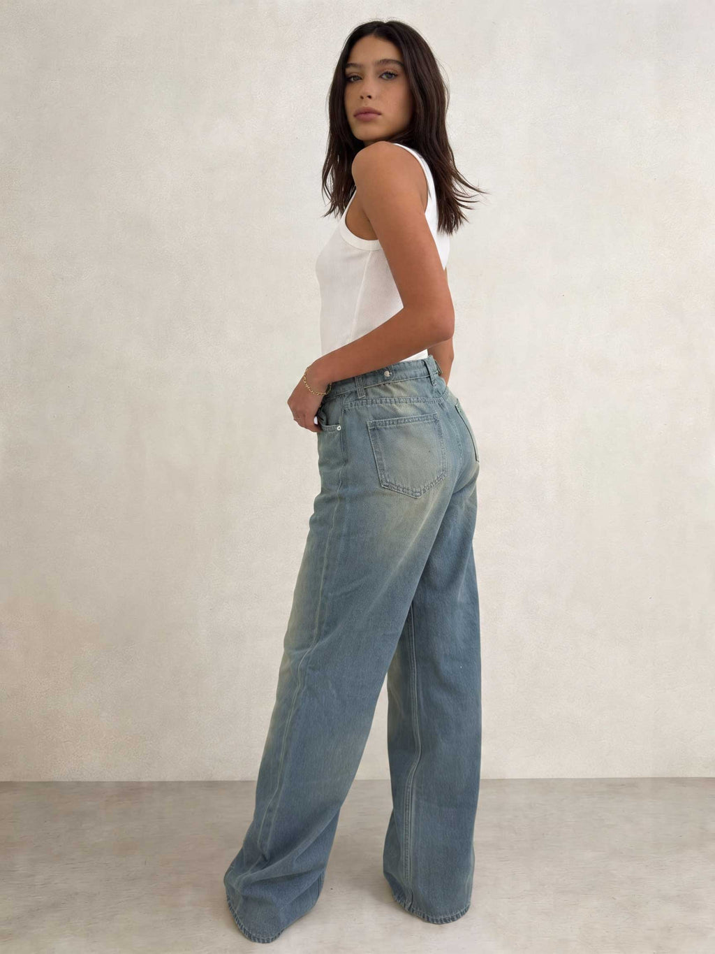 Baggy – High-Waist Flex Waist Light Vintage Green Jeans Baggy - Flex Waist CIZARO - Cizaro Jeans