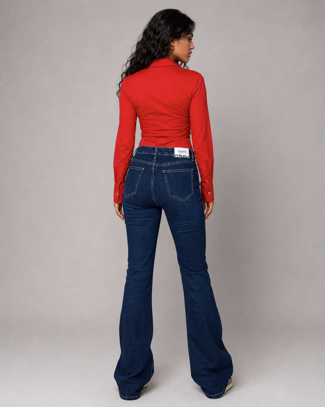 Flare High Waist – Navy Blue Jeans flare CIZARO - Cizaro Jeans