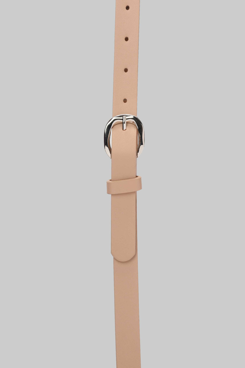 Beige Rounded Silver Buckle belt CIZARO - Cizaro Jeans