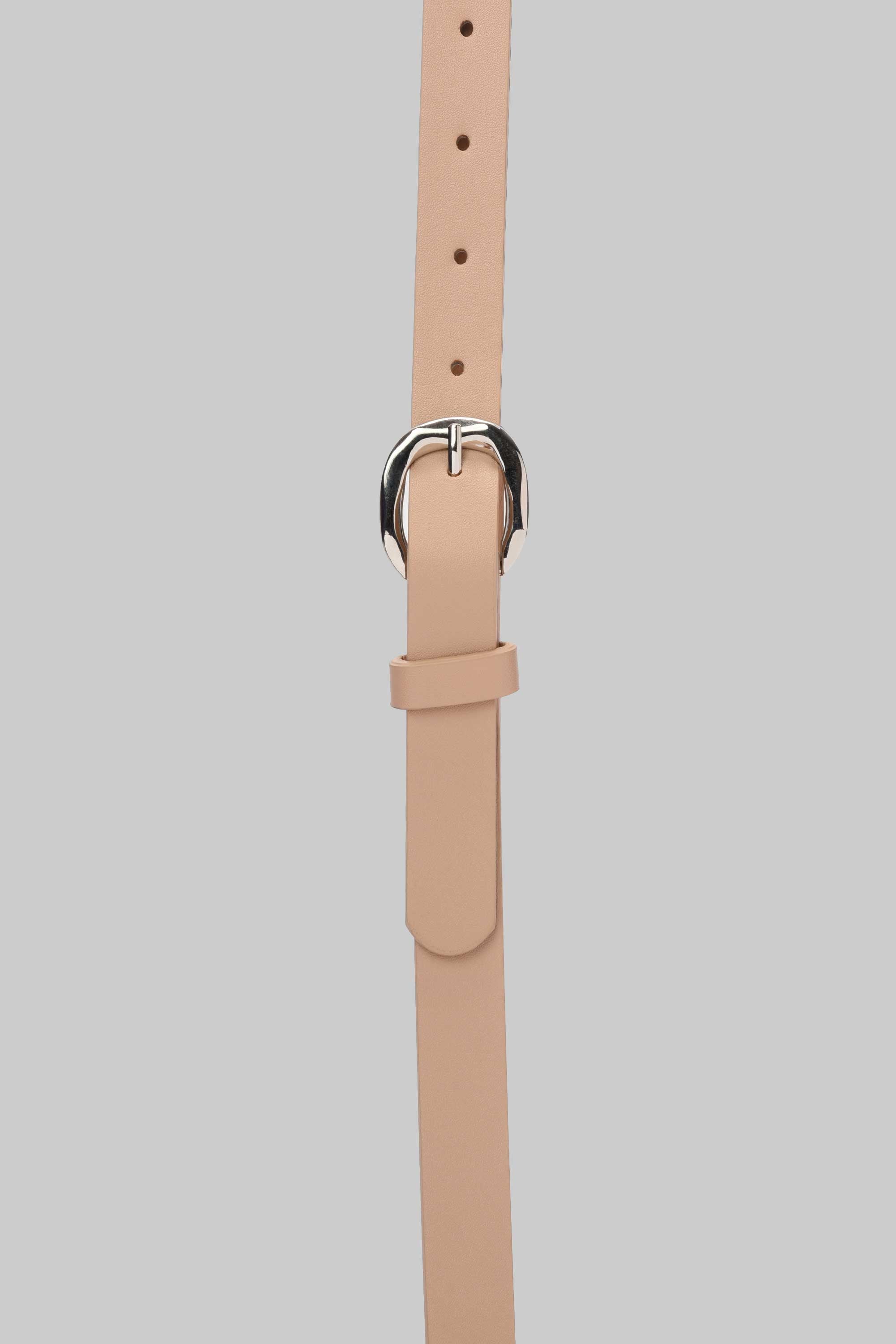 Beige Rounded Silver Buckle belt CIZARO - Cizaro Jeans