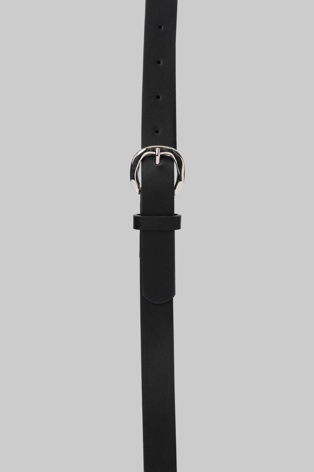 Black Rounded Silver Buckle belt CIZARO - Cizaro Jeans