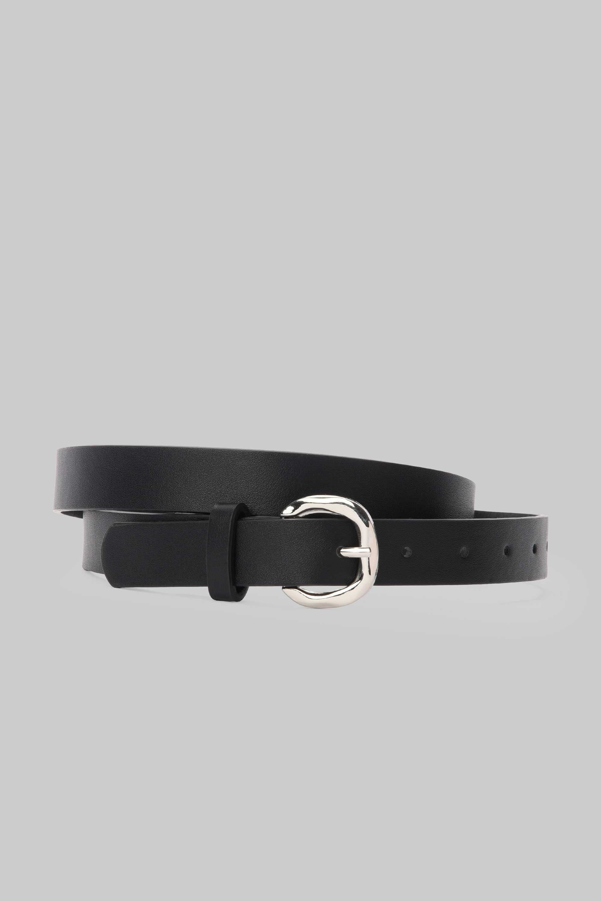 Black Rounded Silver Buckle belt CIZARO - Cizaro Jeans