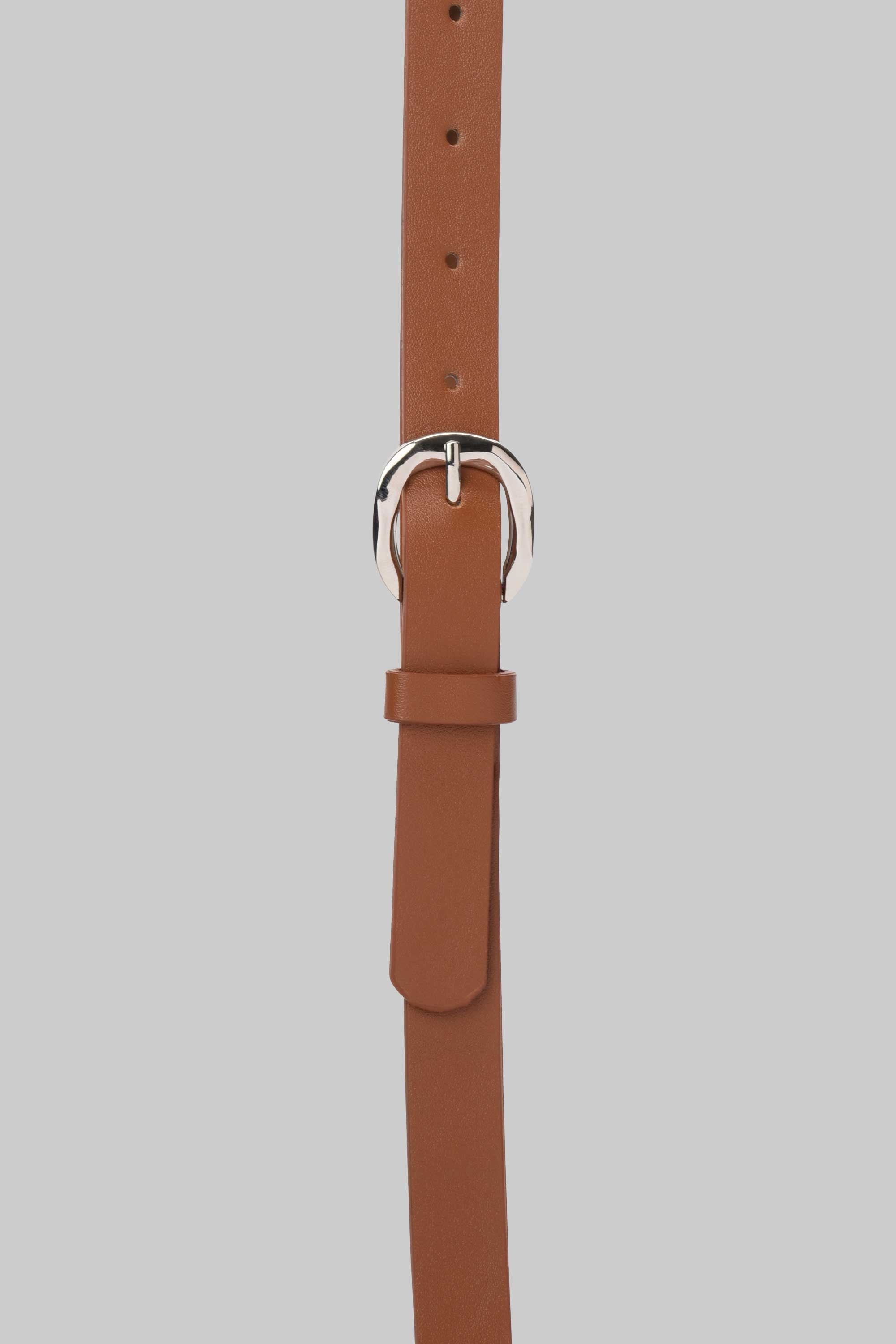 Honey Brown Rounded Silver Buckle belt CIZARO - Cizaro Jeans