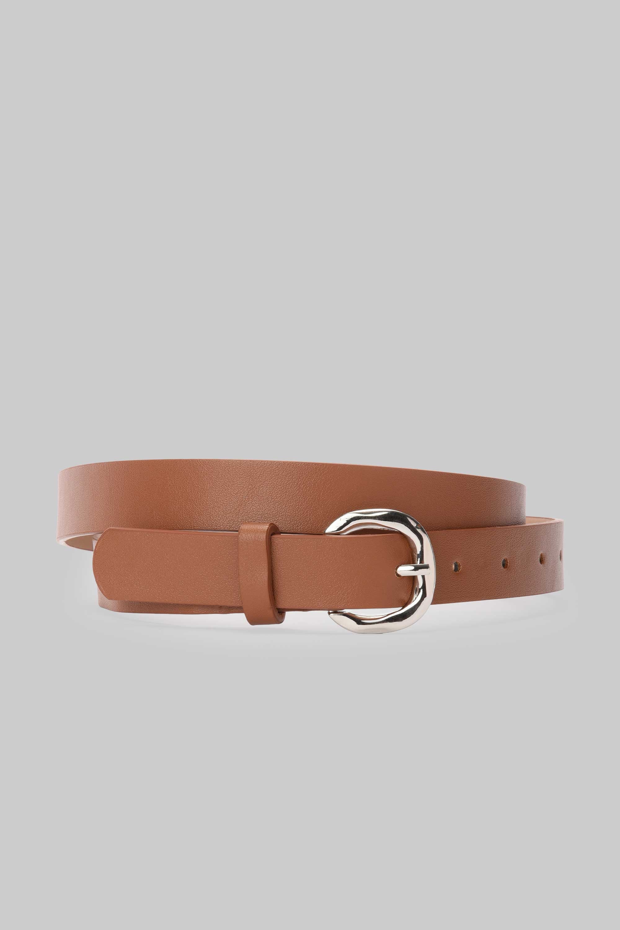 Honey Brown Rounded Silver Buckle belt CIZARO - Cizaro Jeans