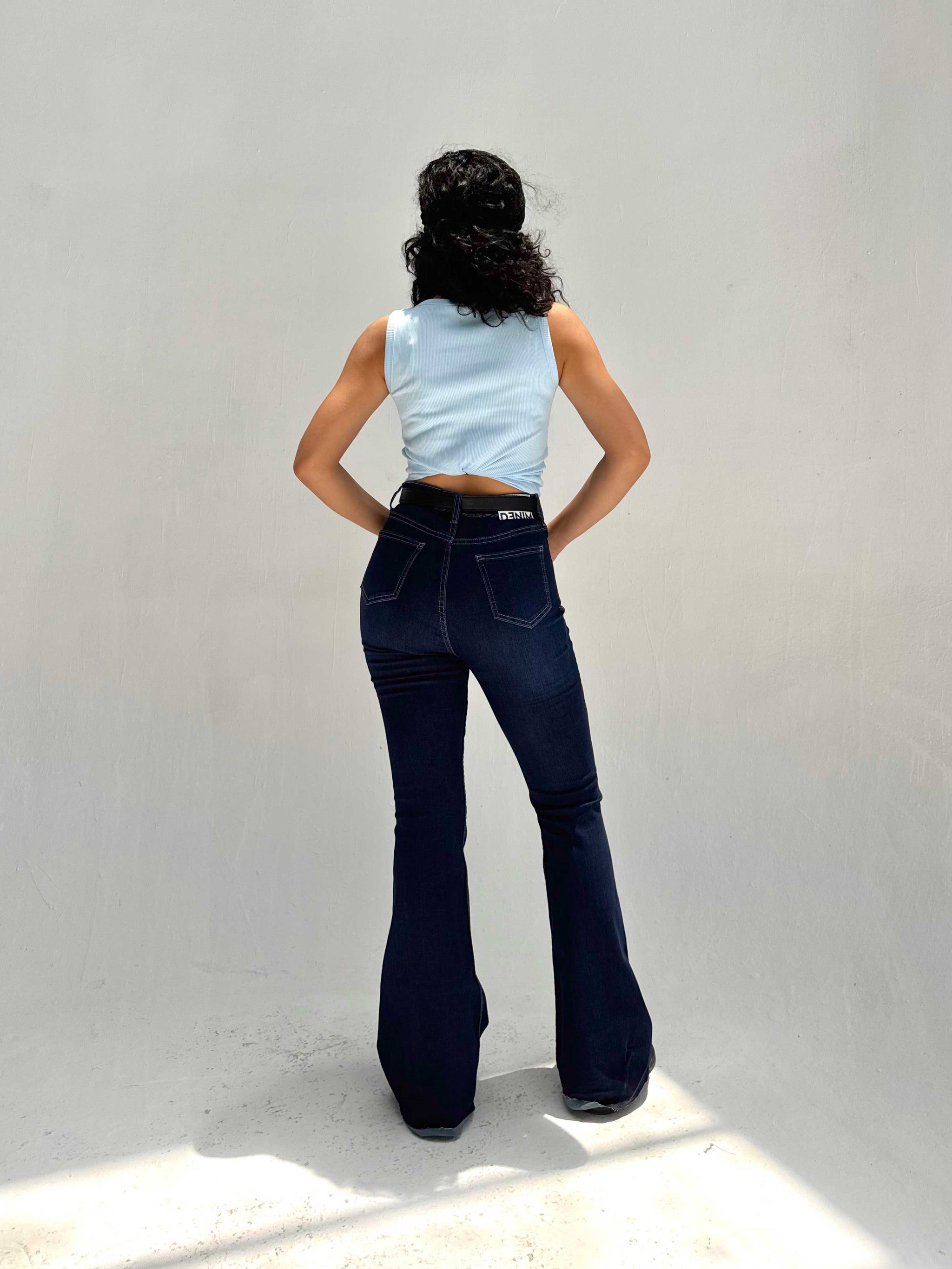 Super Flare High Waist – Ocean Blue Jeans Flare CIZARO - Cizaro Jeans