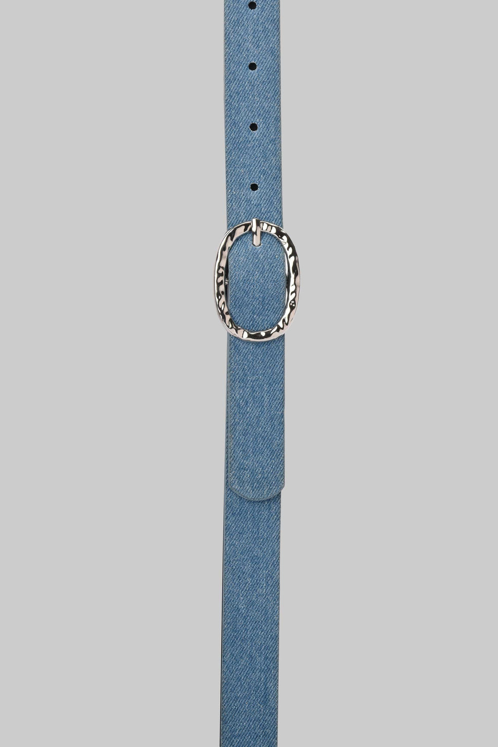 Vintage Denim Textured Oval Silver Buckle belt CIZARO - Cizaro Jeans