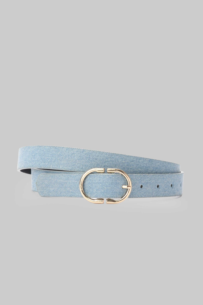 Ice Denim Double Ring Gold Buckle belt CIZARO - Cizaro Jeans