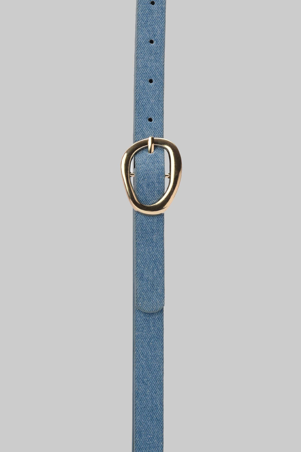 Light Denim Oval Gold Buckle belt CIZARO - Cizaro Jeans