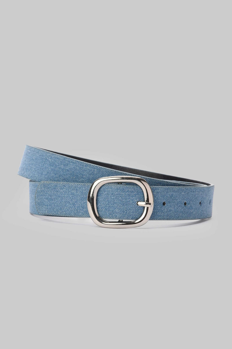 Sky Denim Rounded Silver Buckle belt CIZARO - Cizaro Jeans