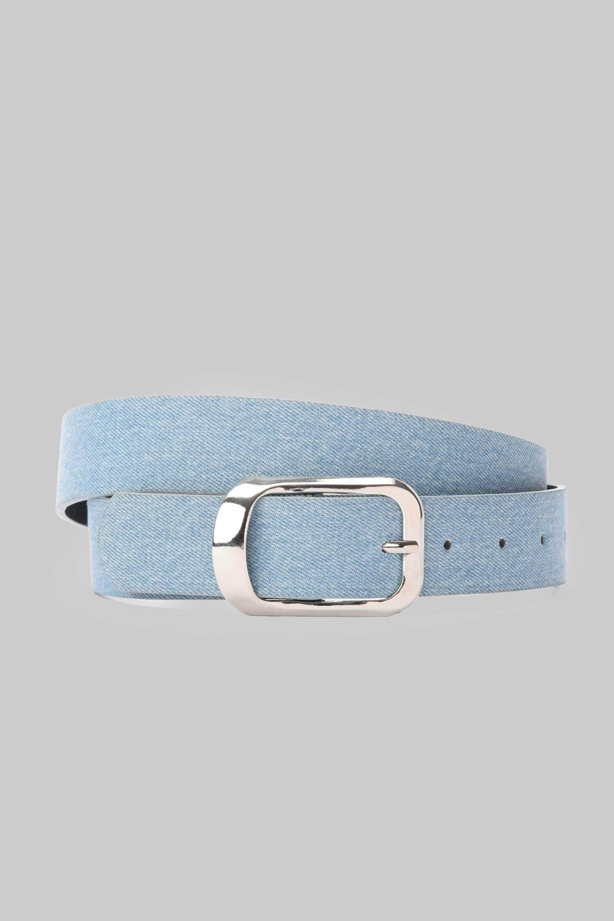 Denim-Effect Belt – Light Blue