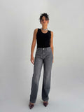 Straight High Waist – Washed Gray Jeans