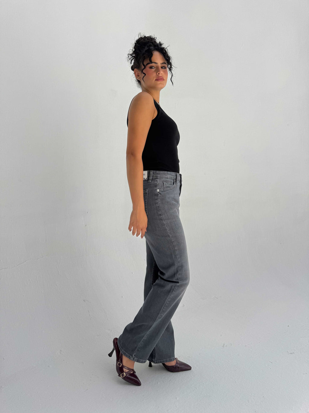 Straight High Waist – Washed Gray Jeans
