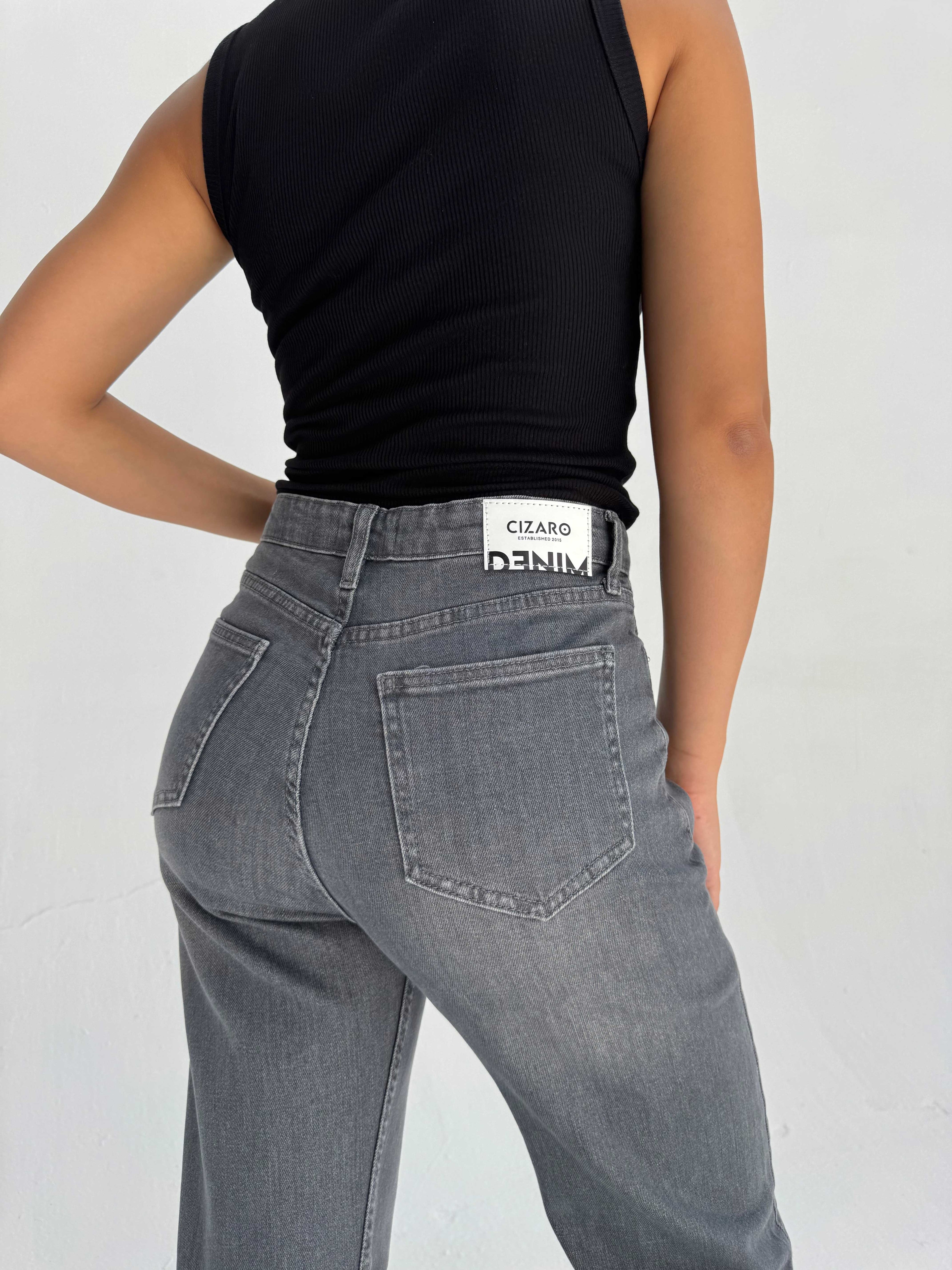 Straight High Waist – Washed Gray Jeans