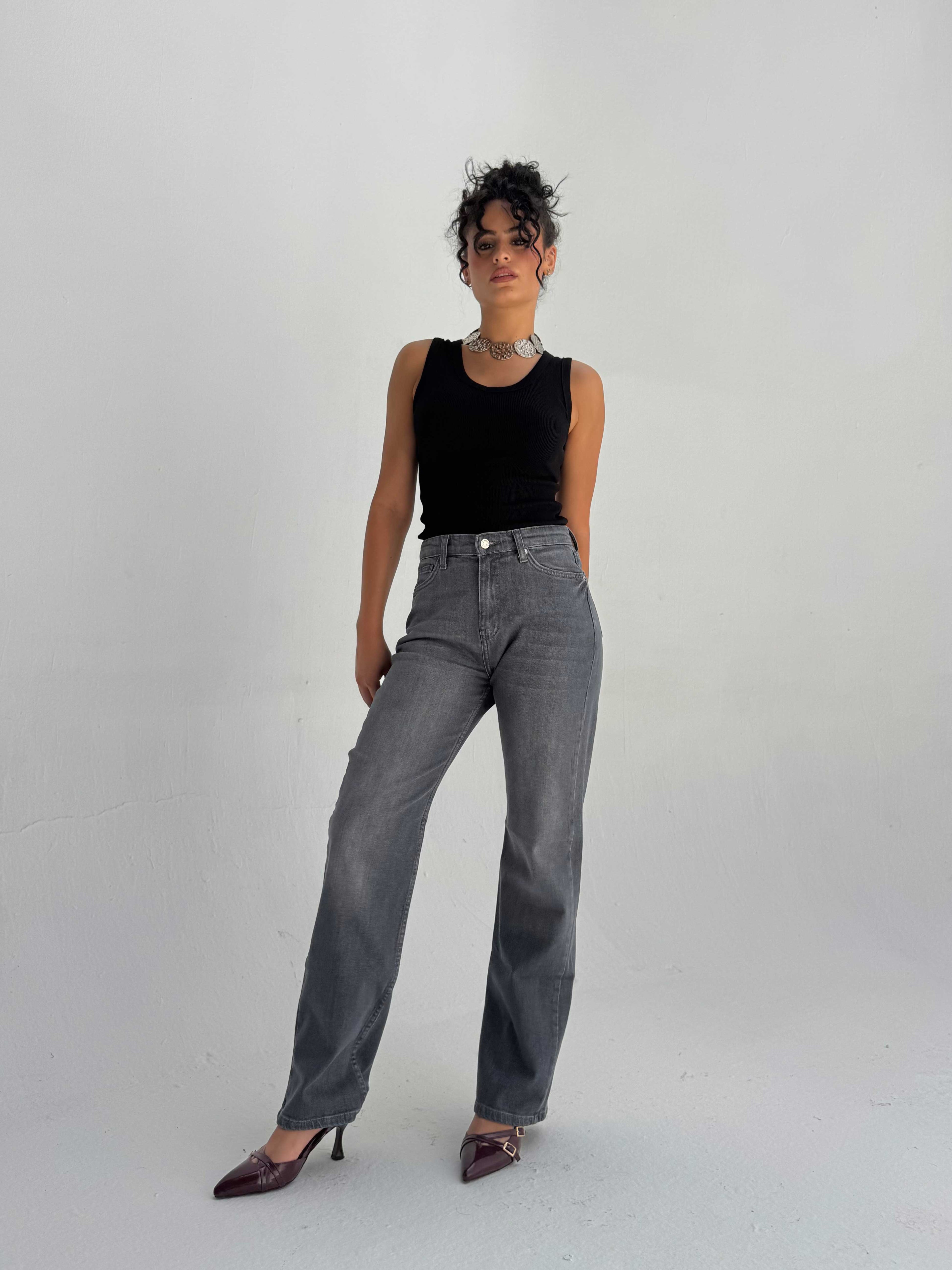 Straight High Waist – Washed Gray Jeans