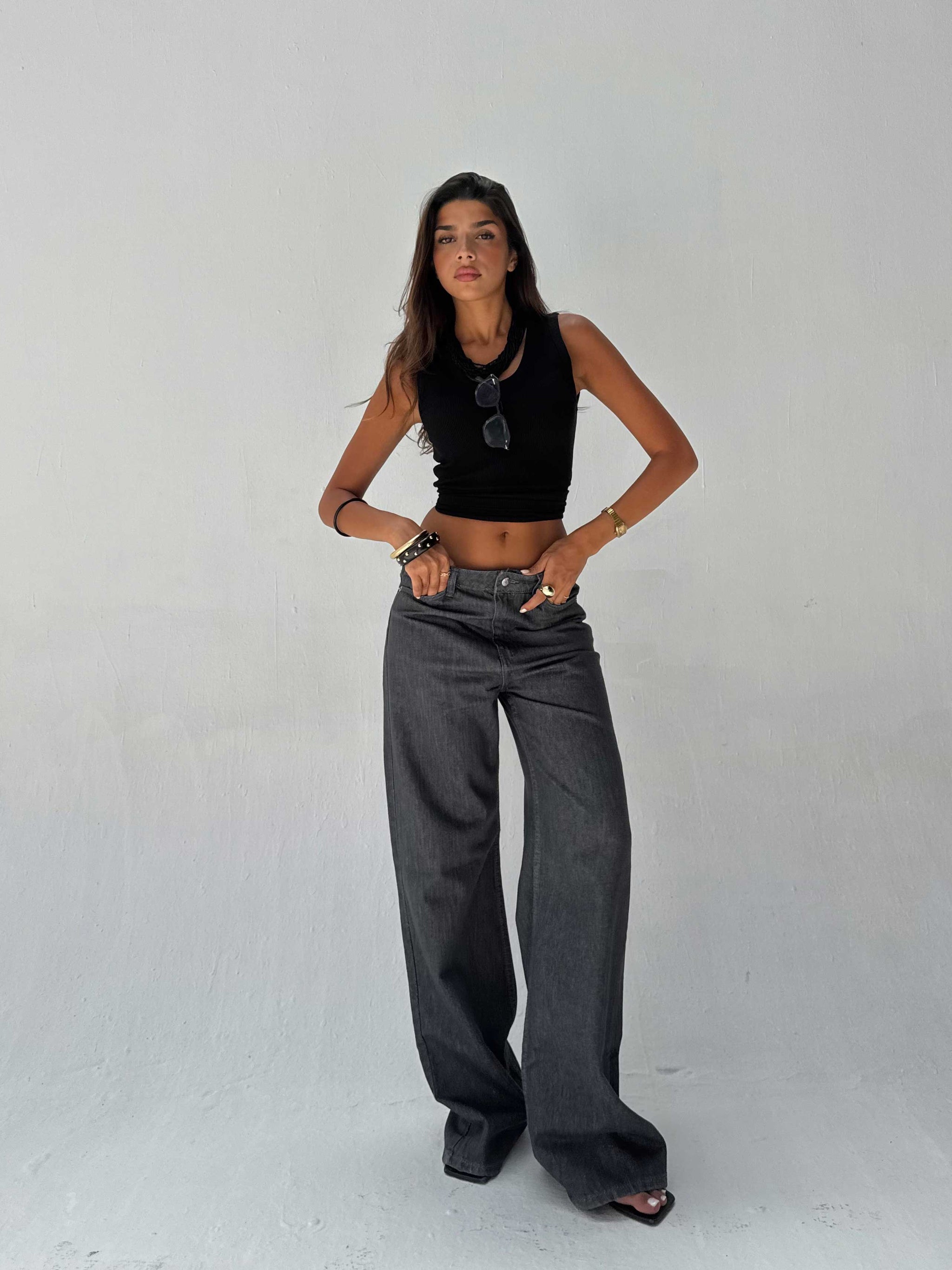 Straight High Waist – Gray Jeans Straight CIZARO - Cizaro Jeans