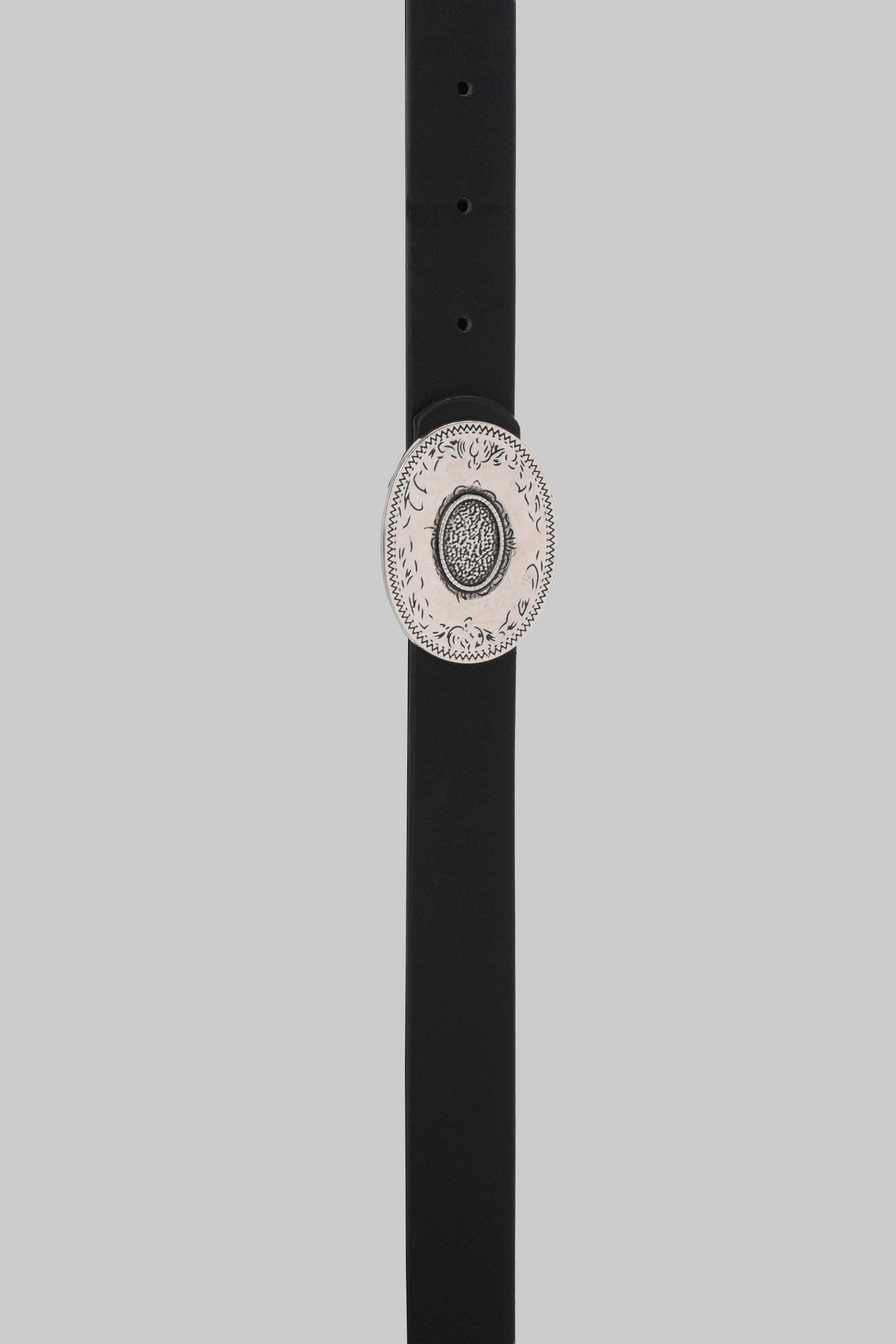 Black Vintage Engraved Buckle belt CIZARO - Cizaro Jeans