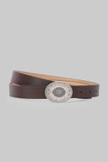 Dark Brown Vintage Engraved Buckle Belt belt CIZARO - Cizaro Jeans
