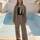 Deep Olive Wide-Leg Trousers – Linen Effect