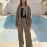 Deep Olive Wide-Leg Trousers – Linen Effect