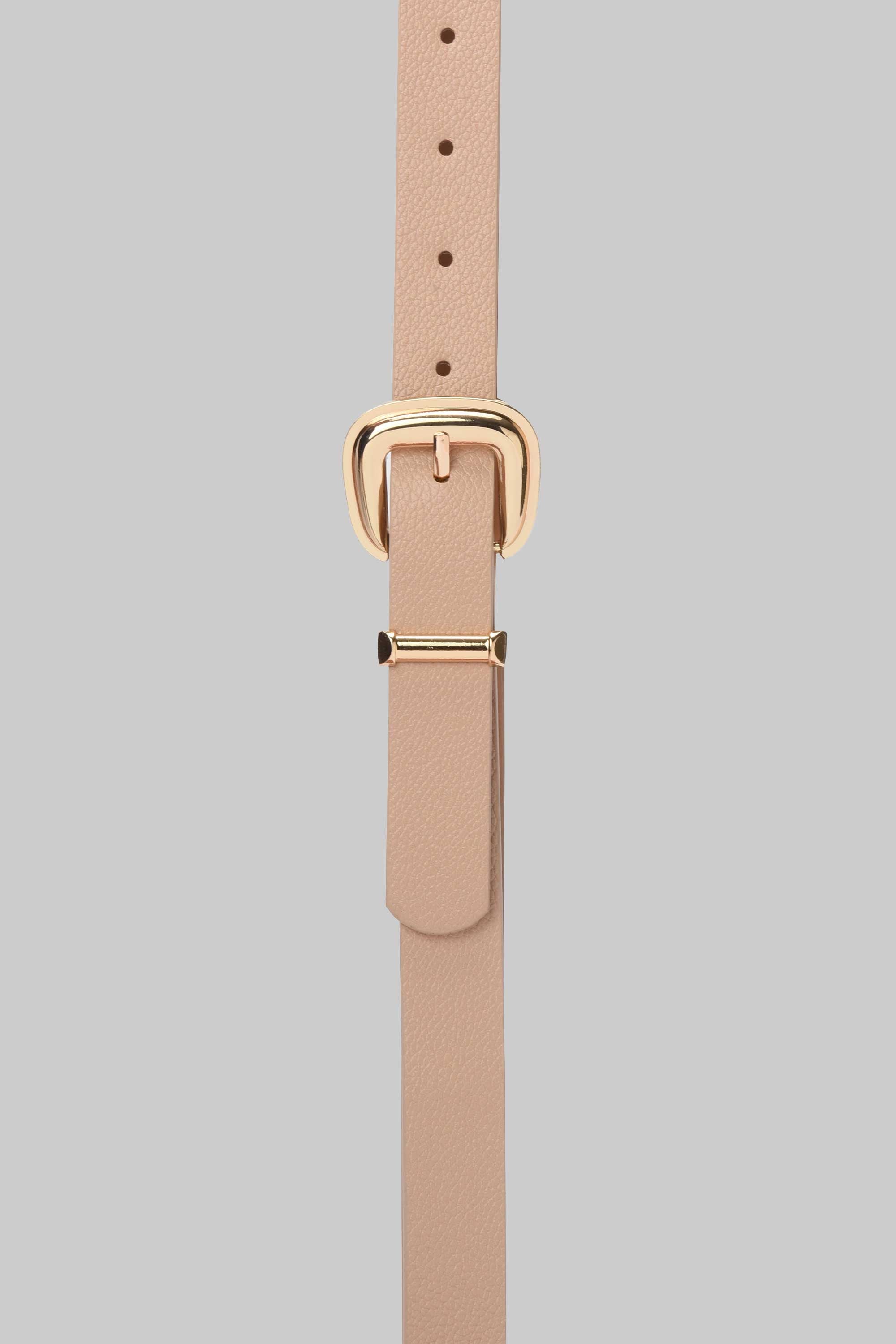 Beige Textured Gold Buckle Belt belt CIZARO - Cizaro Jeans