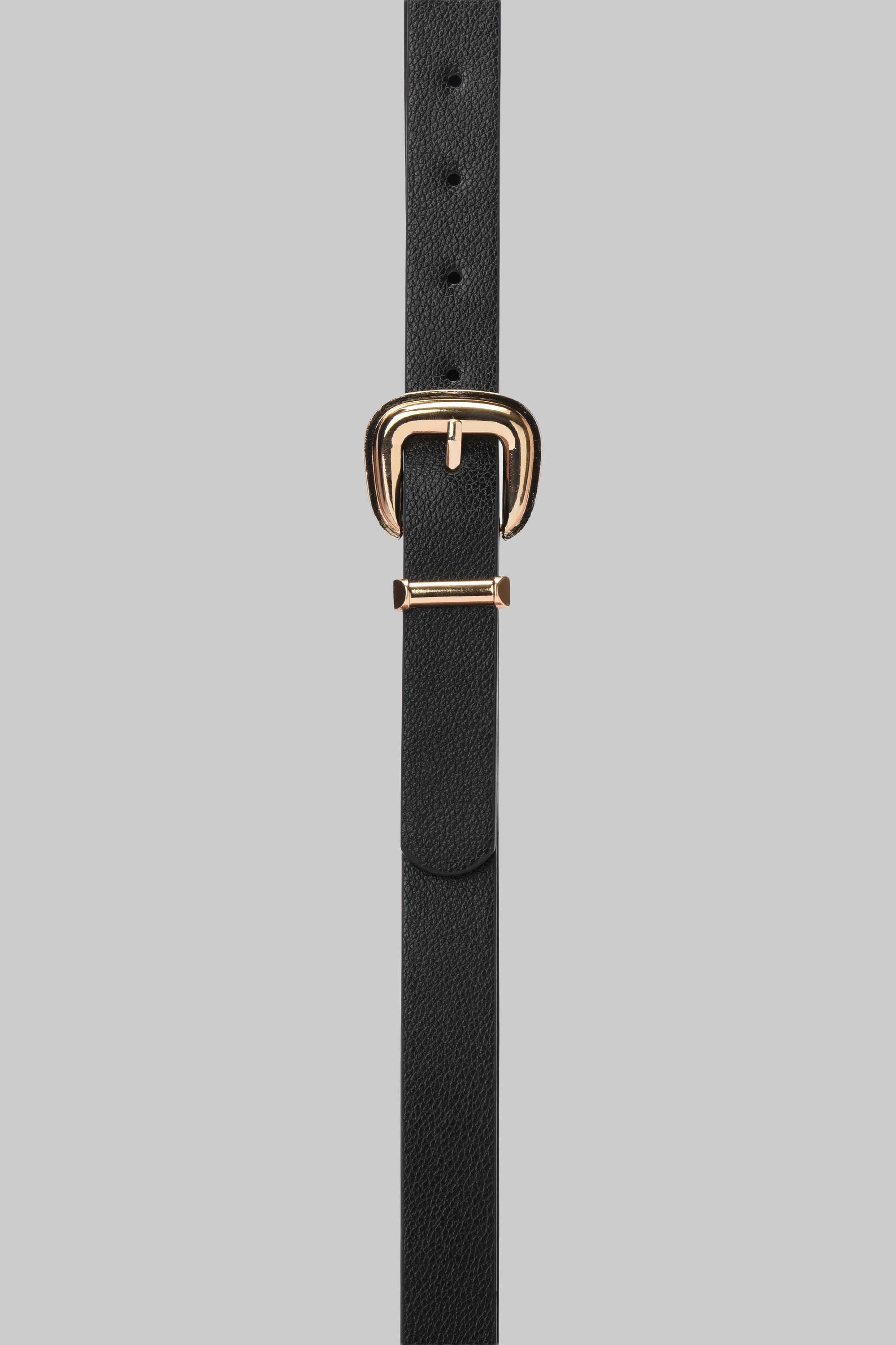 Black Textured Gold Buckle Belt belt CIZARO - Cizaro Jeans