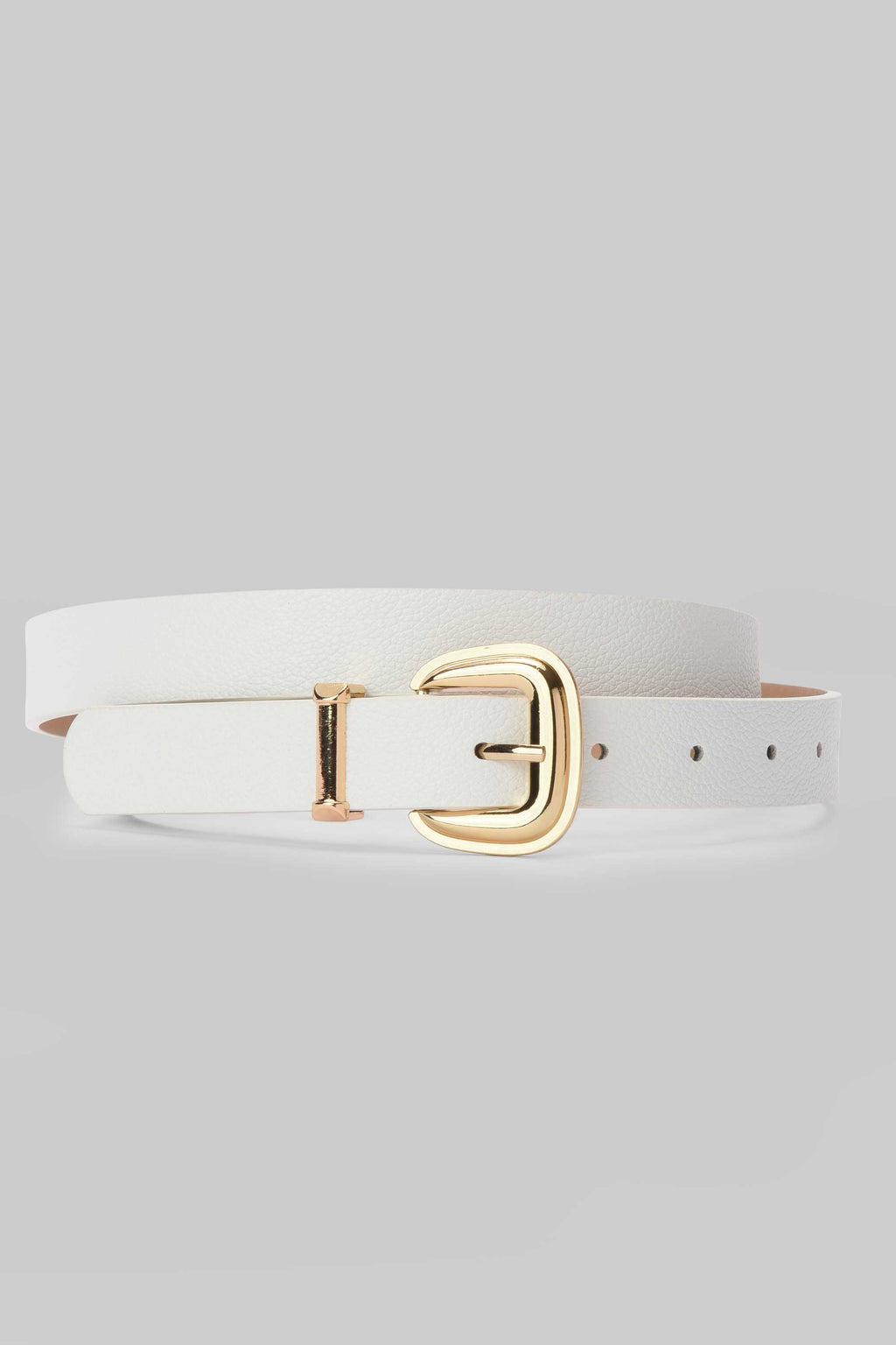 White Textured Gold Buckle Belt belt CIZARO - Cizaro Jeans