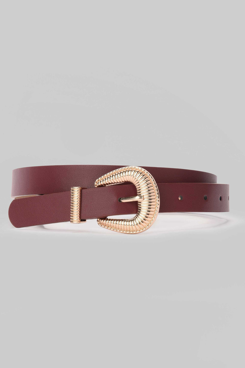 Burgundy Textured Gold Buckle Belt belt CIZARO - Cizaro Jeans