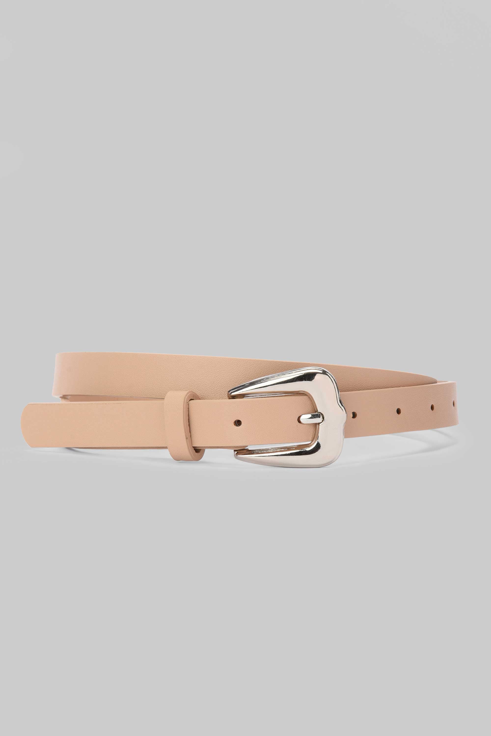 Beige Silver Buckle Slim Belt belt CIZARO - Cizaro Jeans