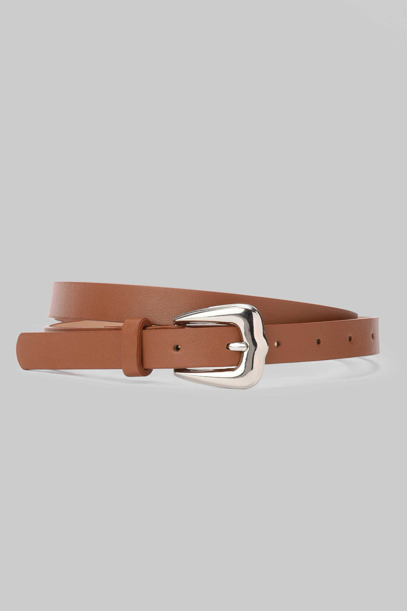 Honey Silver Buckle Slim Belt Belt CIZARO - Cizaro Jeans