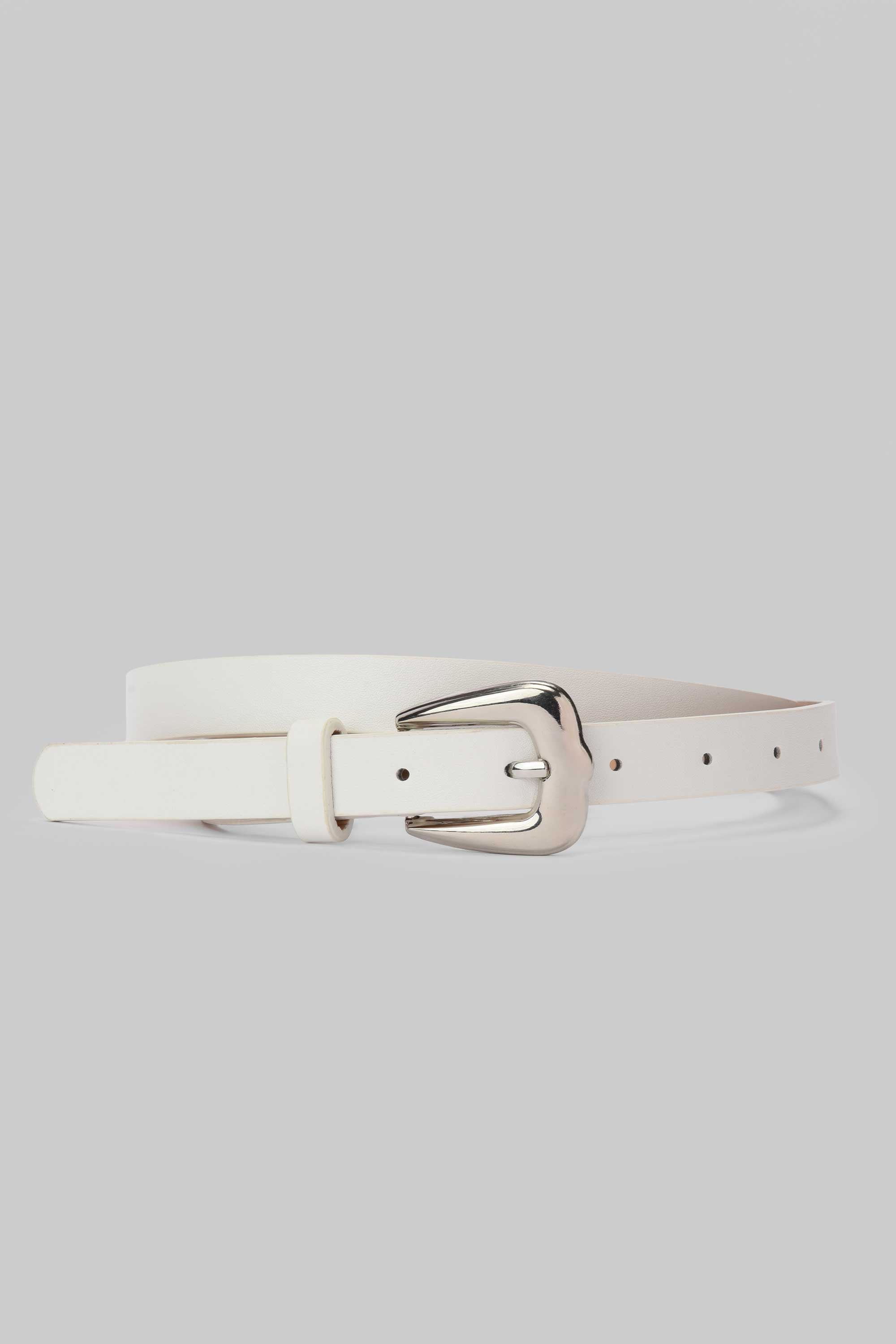White Silver Buckle Slim Belt belt CIZARO - Cizaro Jeans