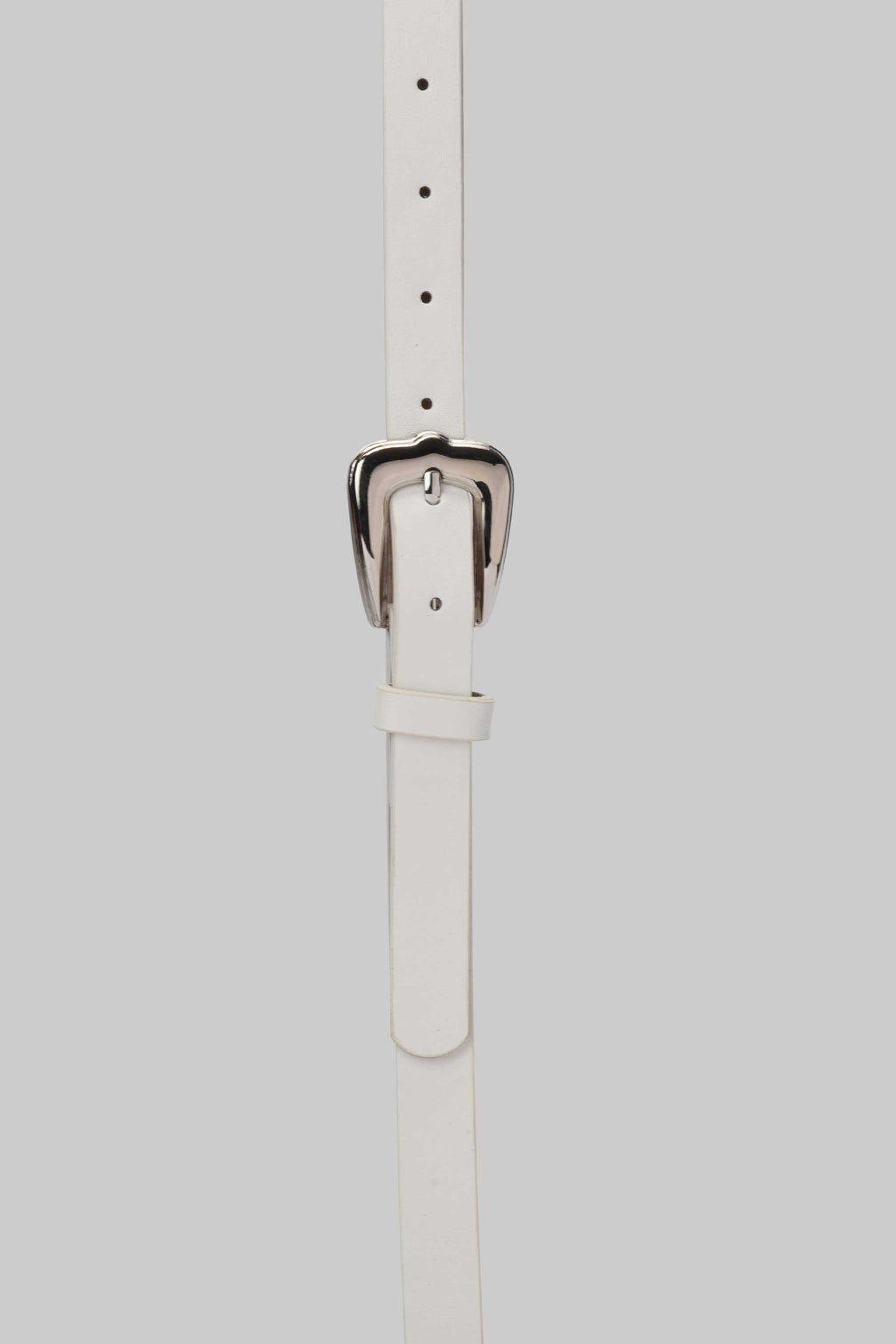 White Silver Buckle Slim Belt belt CIZARO - Cizaro Jeans