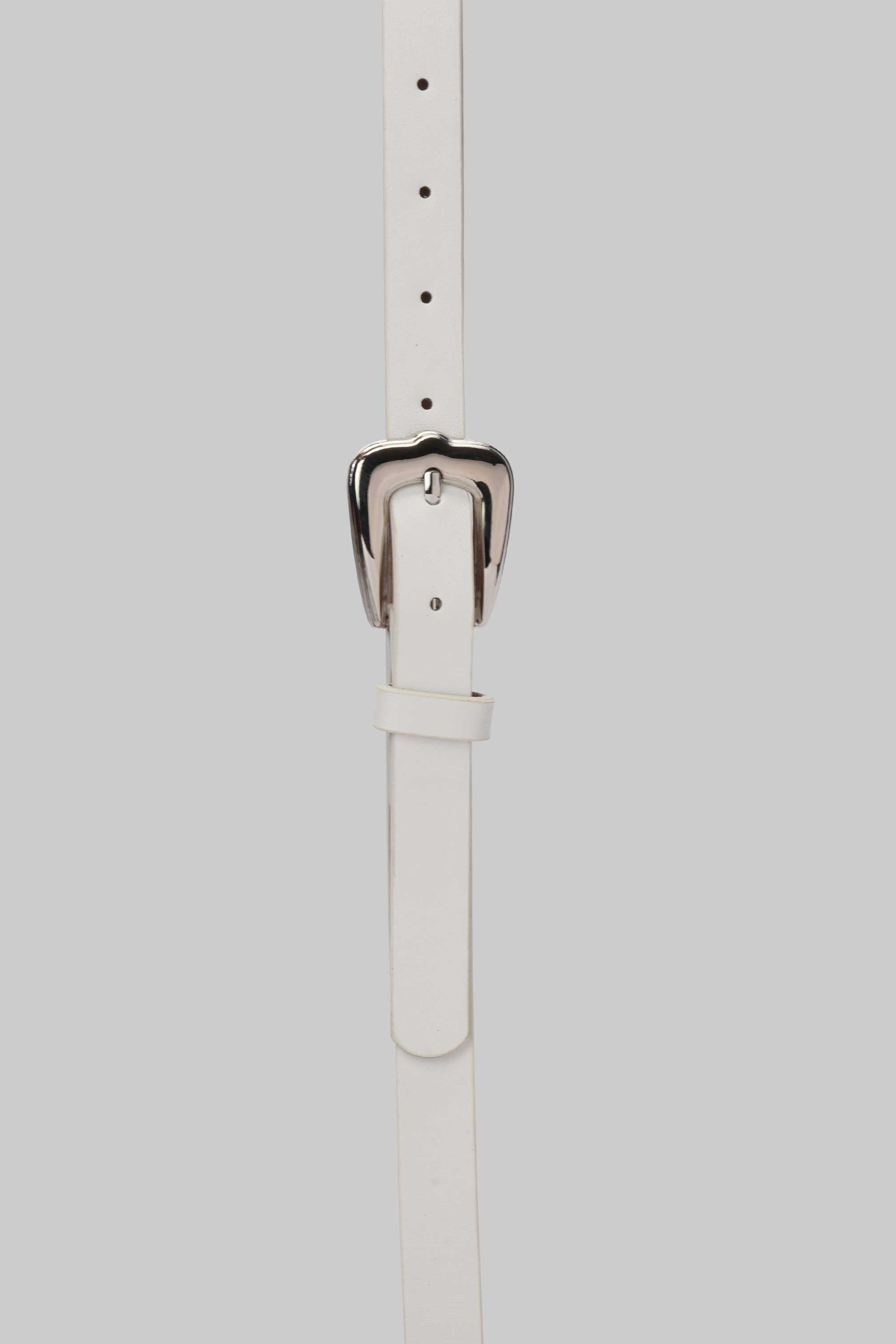 White Silver Buckle Slim Belt belt CIZARO - Cizaro Jeans
