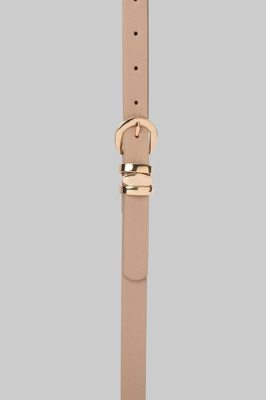 Beige Minimal Gold Buckle Belt